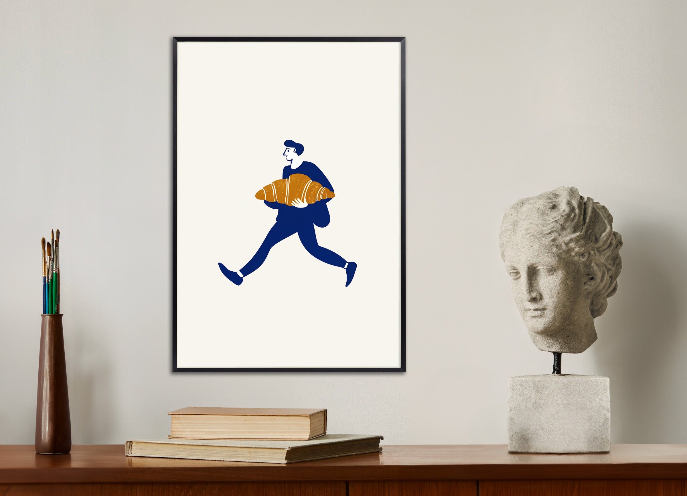 メタルフレーム付きポスター:Here I am Mon Amour - Croissant