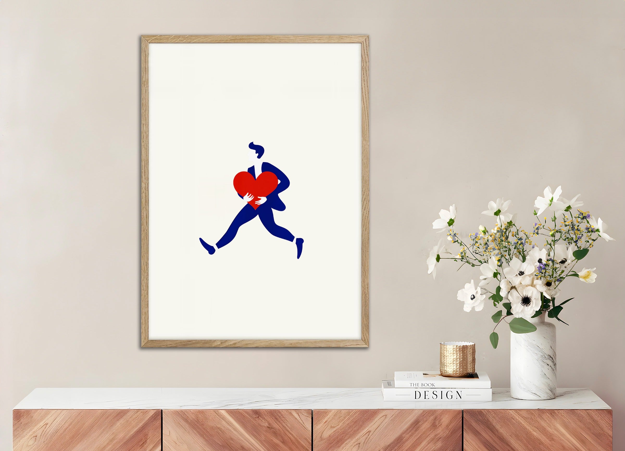 木製フレーム付きポスター: Here I Am Mon Amour - Heart