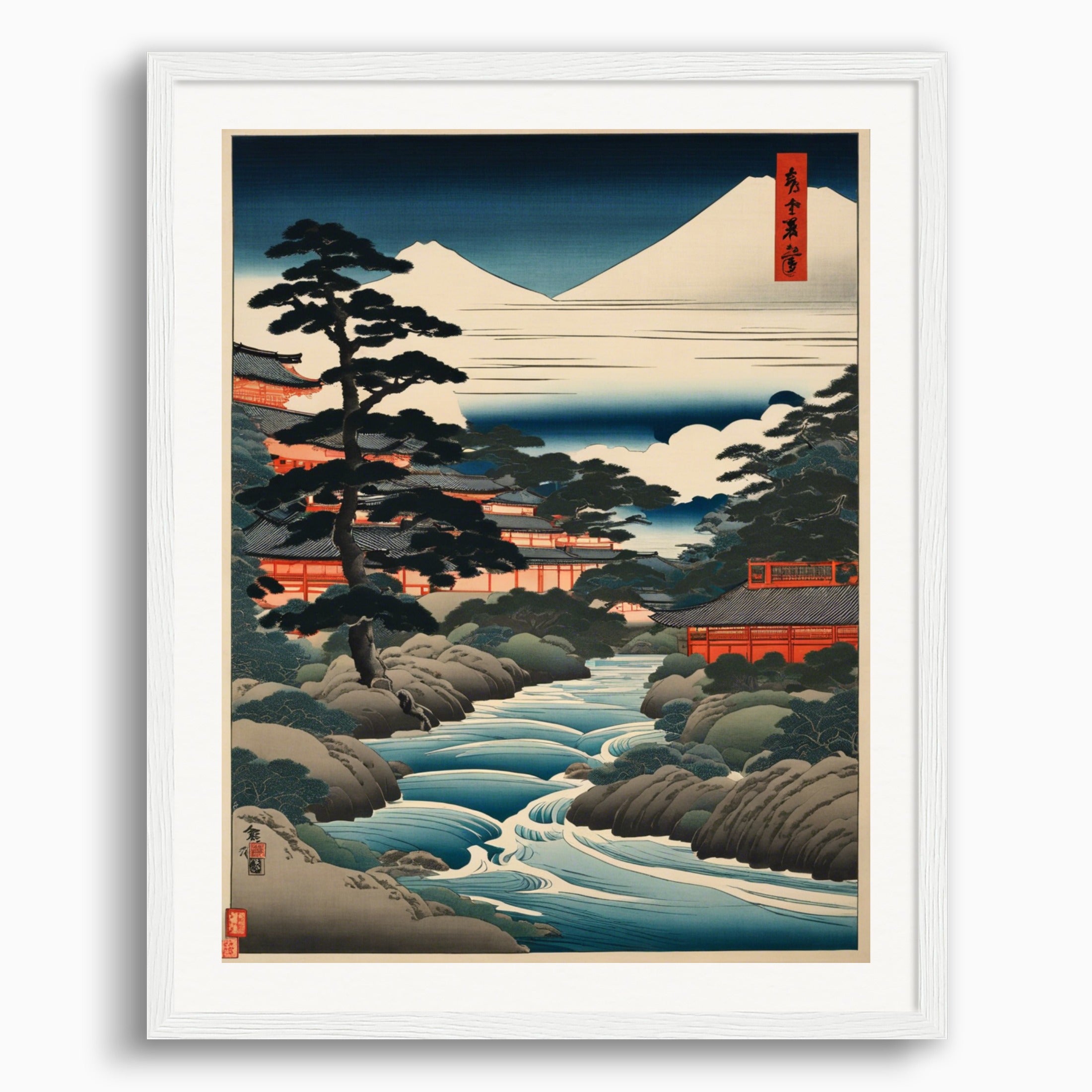 ポスター:浮世絵、川