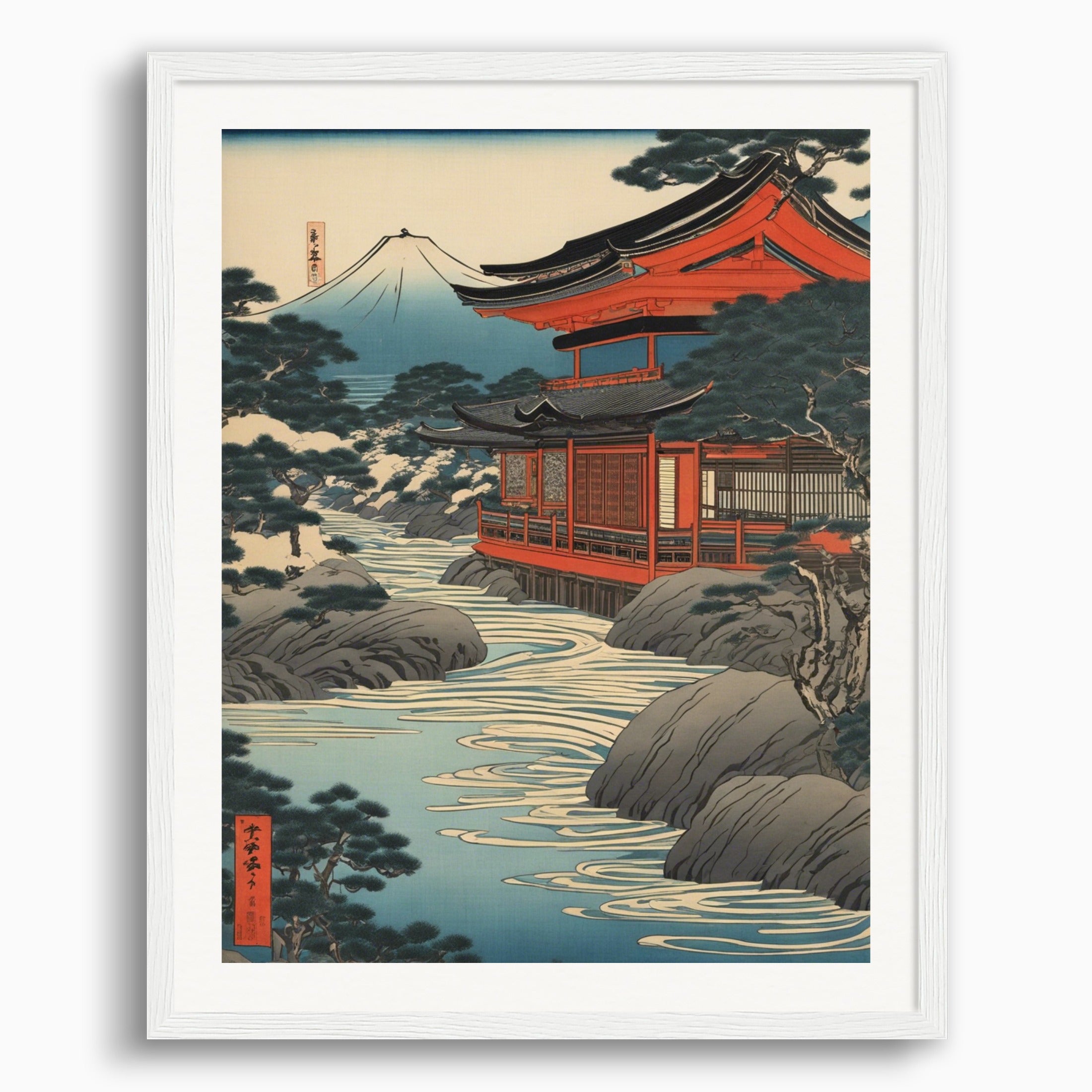 ポスター:浮世絵、川