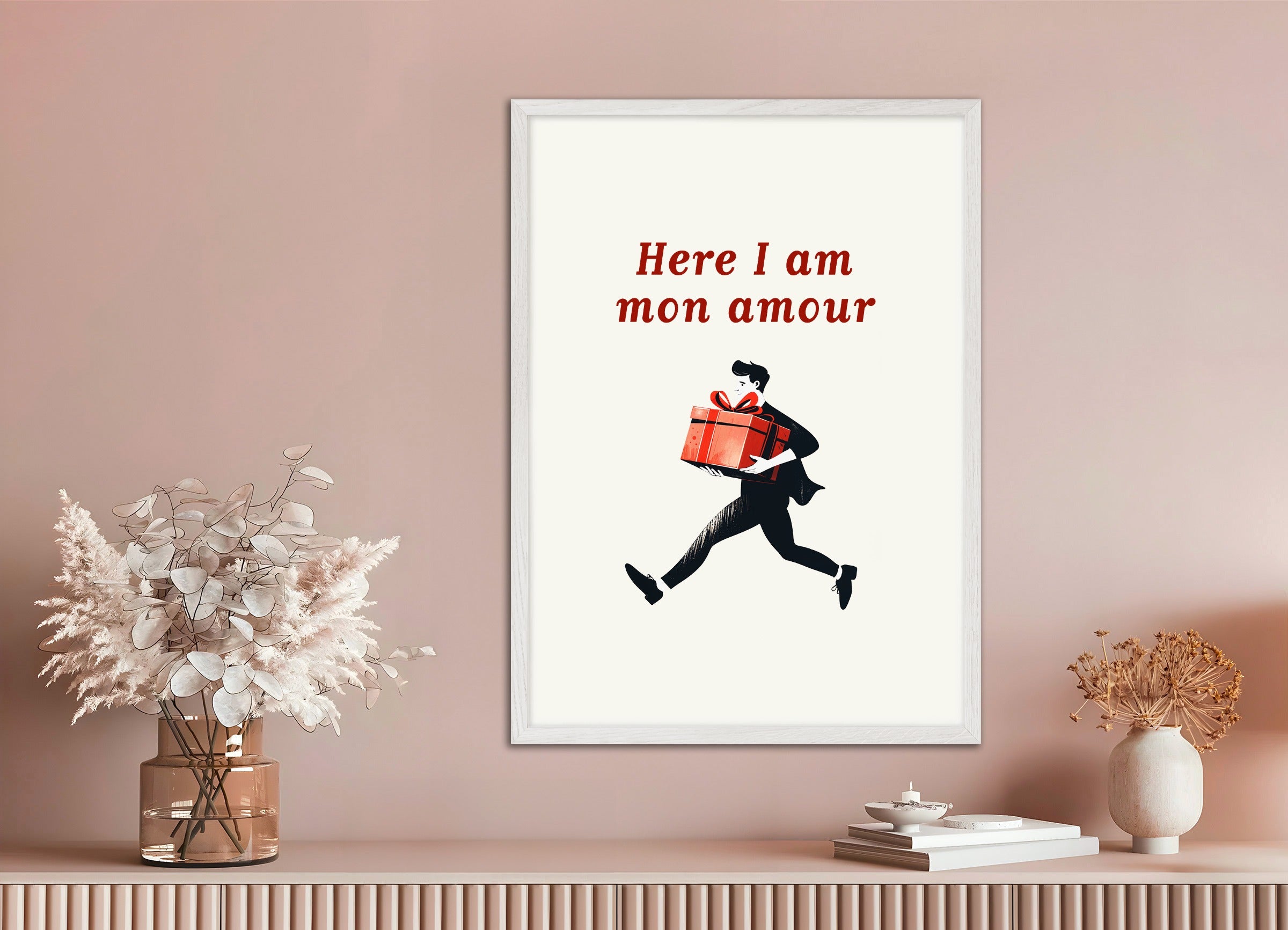 白い木製フレームのポスター: Here I Am Mon Amour - ギフト