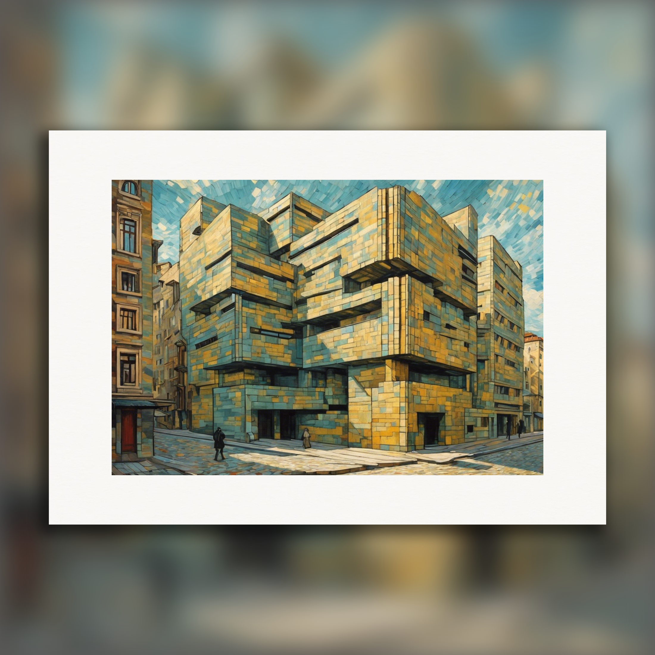 自然と人間の感情の情熱的な激動を捉えた絵画、建築 - ポスター