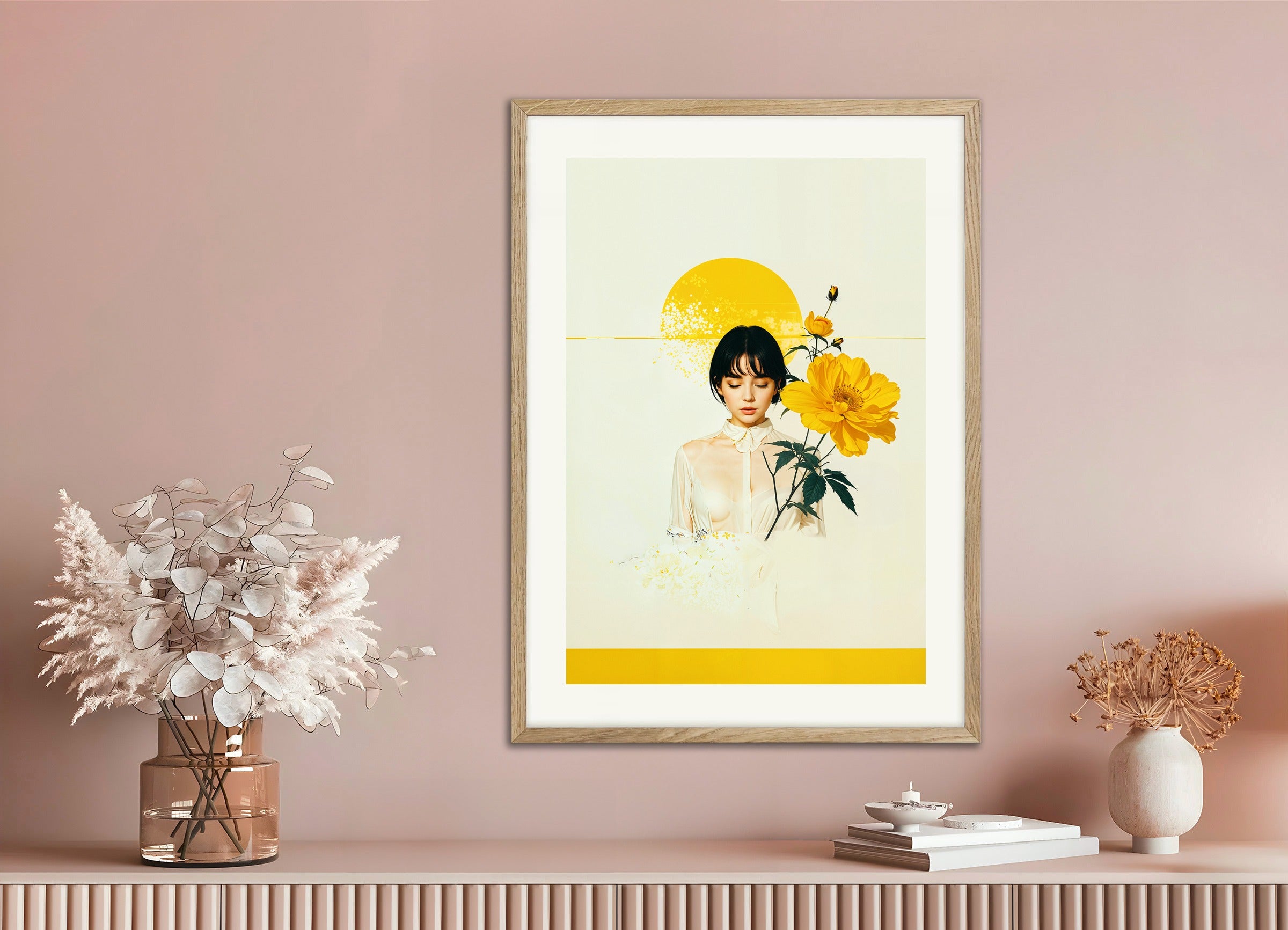 ナチュラルウッドフレームのポスター:Here comes the Sun