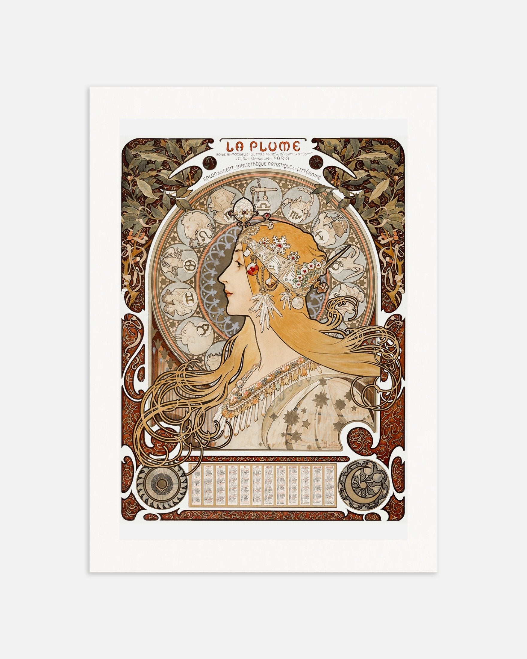 アルフォンス・ミュシャのポスター「ゾディアック」または「ラ・プリュム」(約1896–1897年)、サムネイル