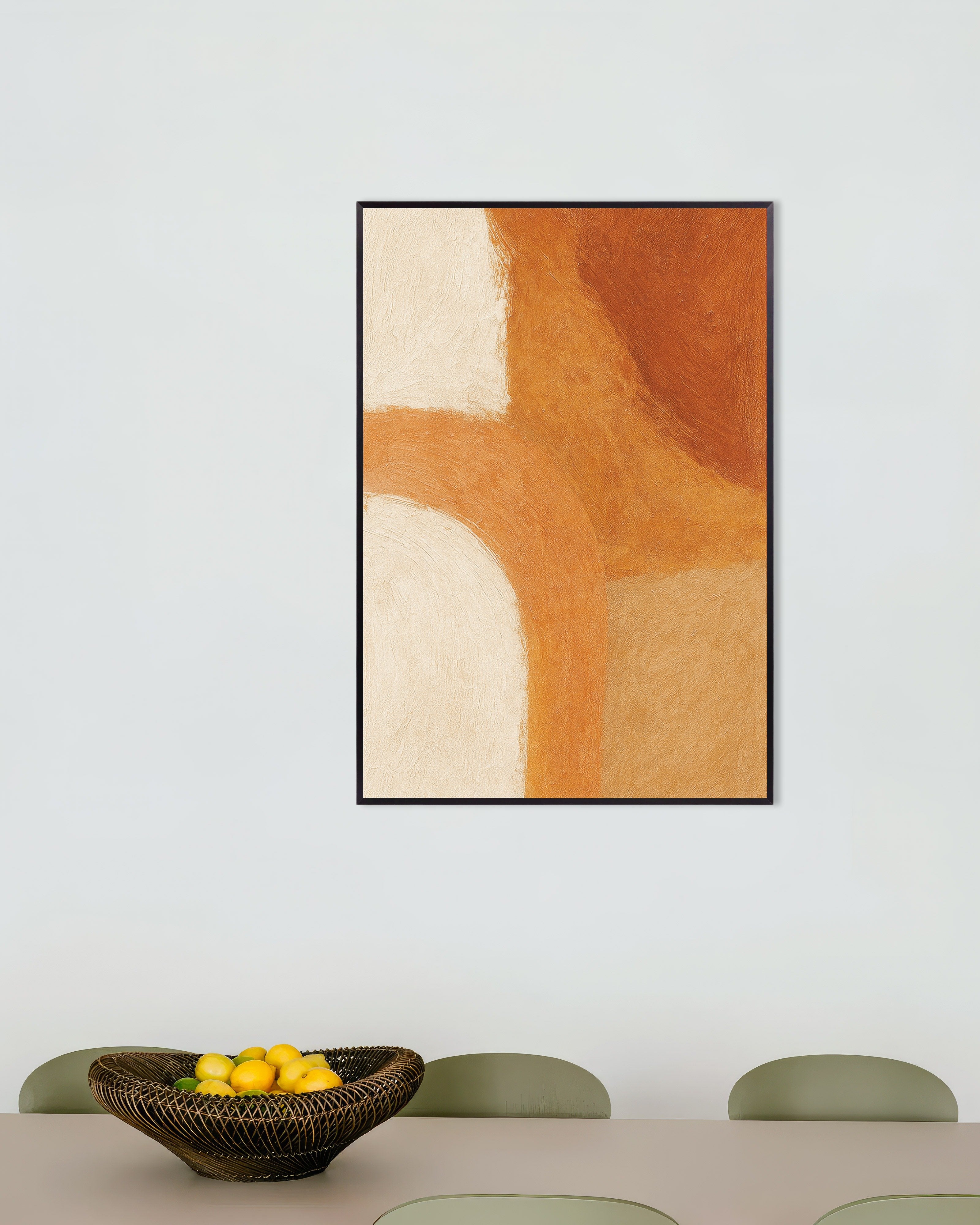 Poster of Autumnal Vibes – textured abstract poster in warm tones, with metal frame