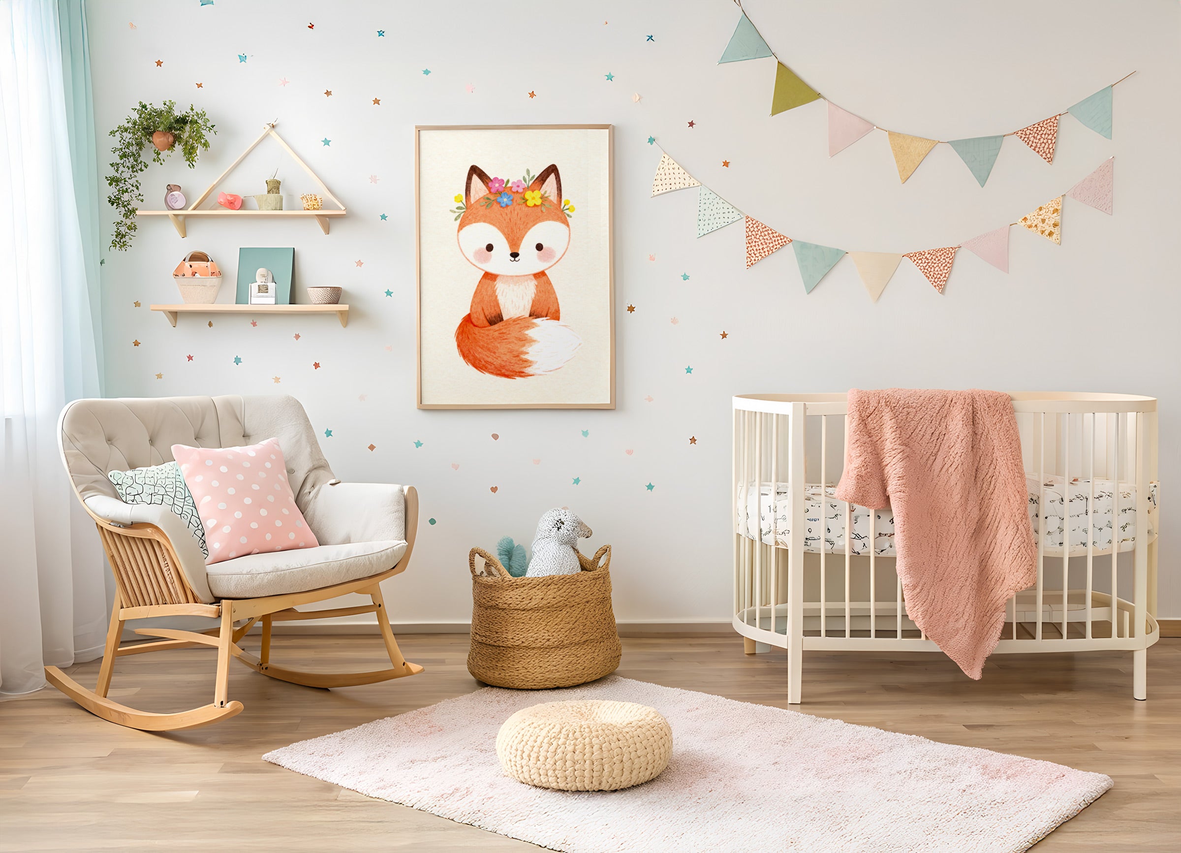 キツネのポスター - 森の子供部屋の壁アート