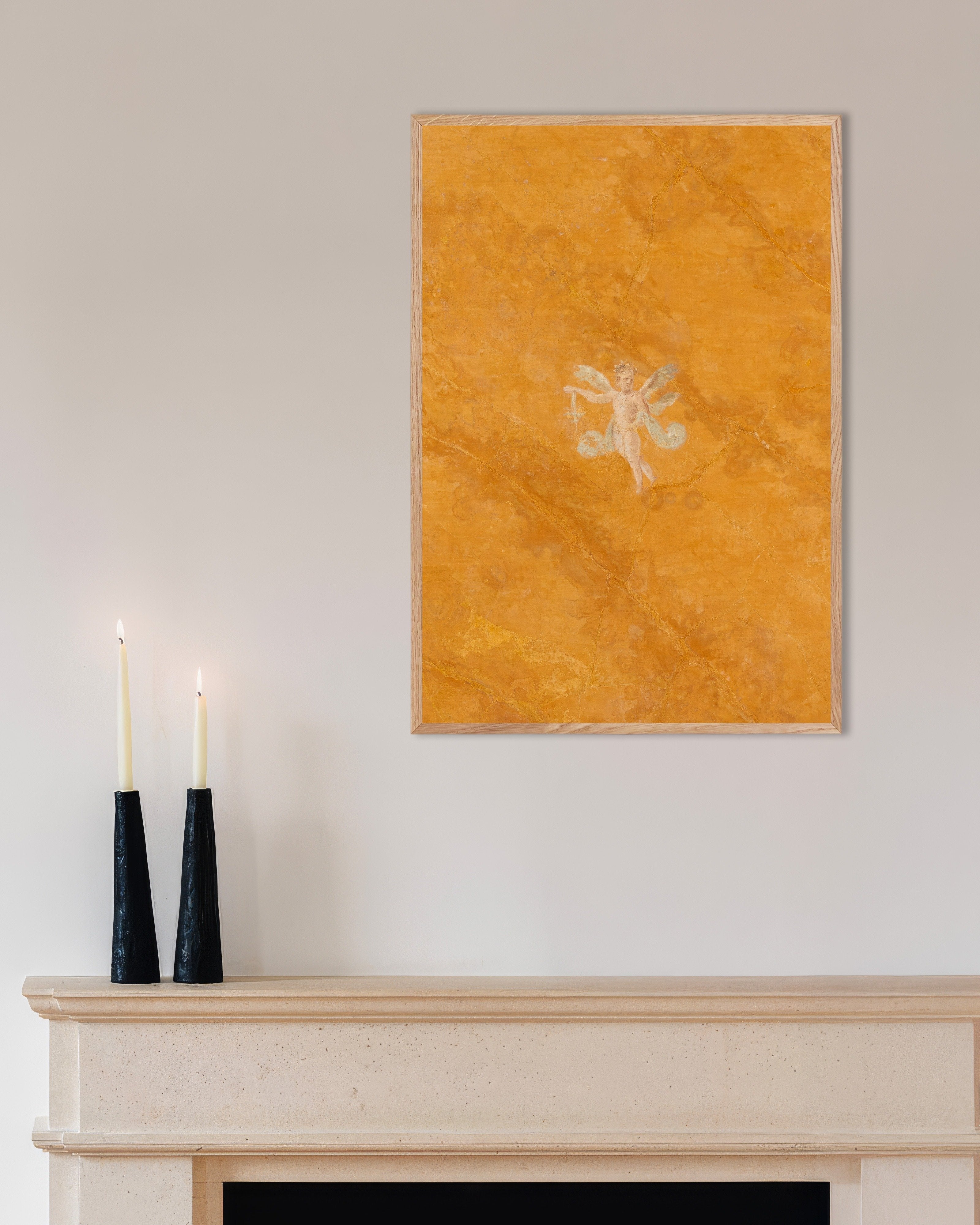 Poster of Cupid Fresco from Boscoreale, Pompeii, with natural wooden frame