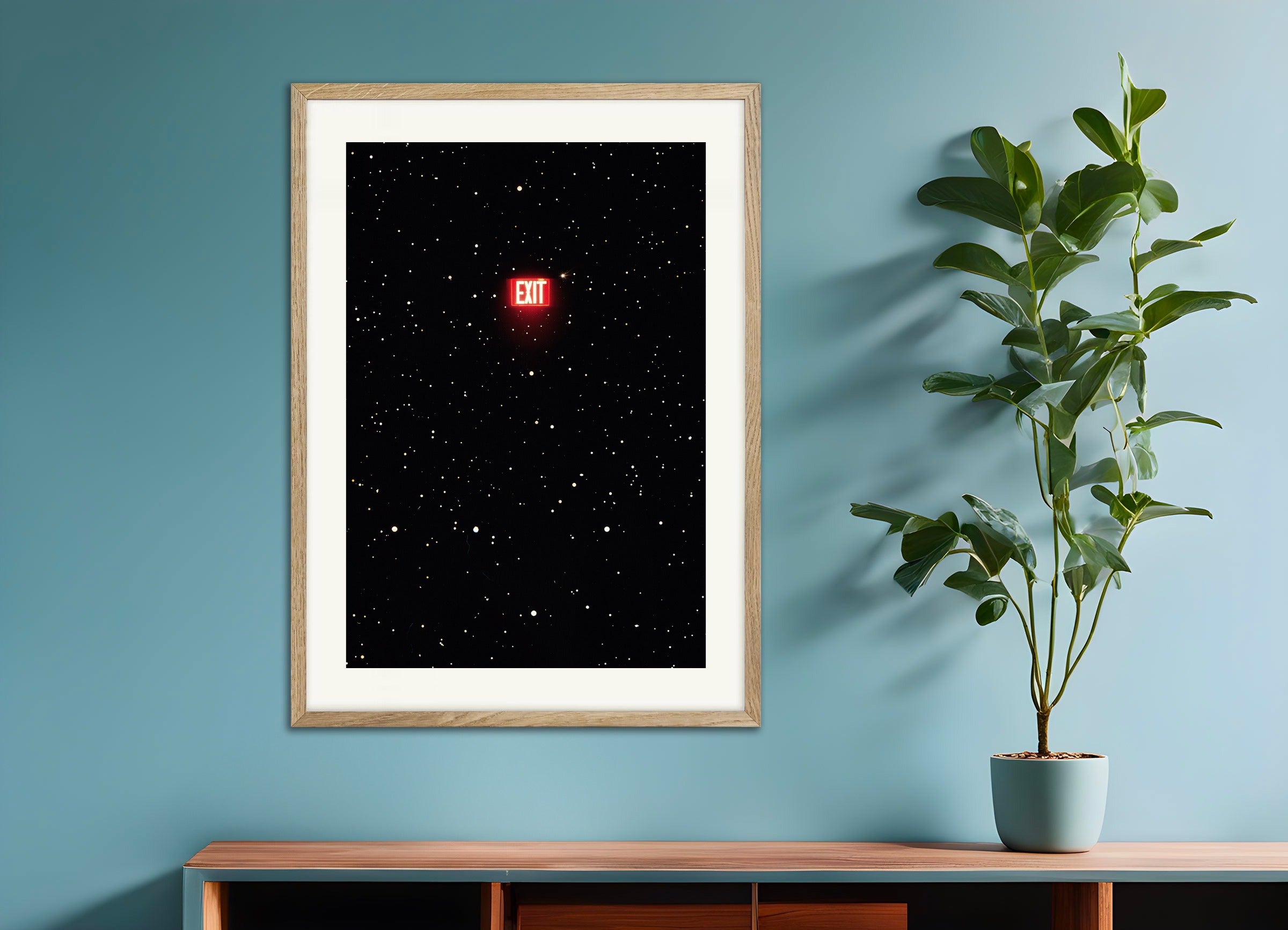 ナチュラルウッドフレームのポスター:宇宙への出口