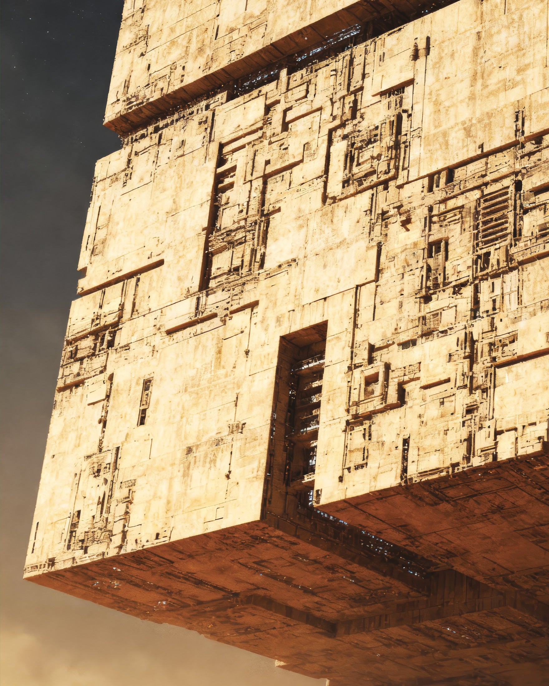 巨大砂漠キューブ、デューン、SFメガストラクチャーアートポスタ ポスター