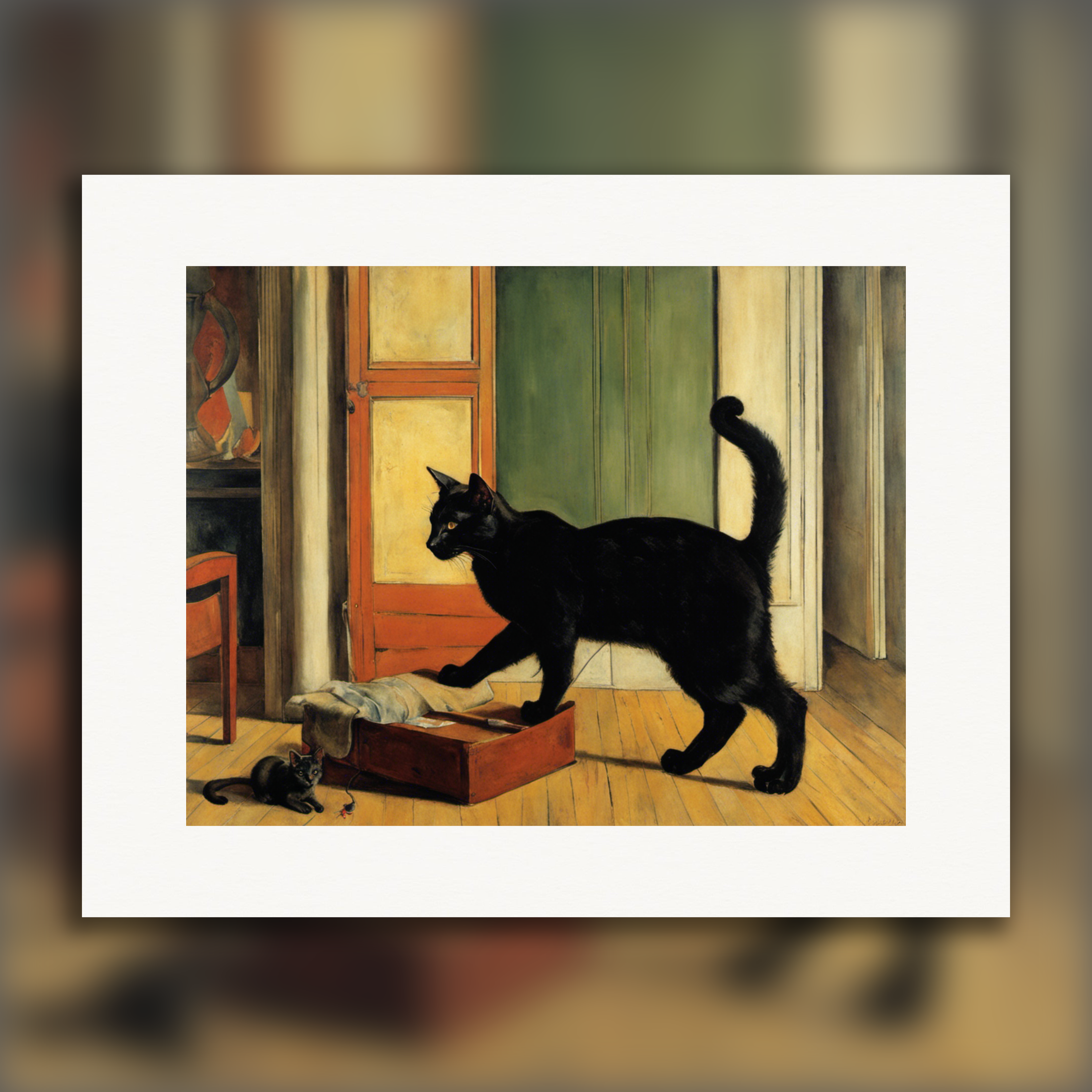 フランスの具象絵画、猫 - ポスター