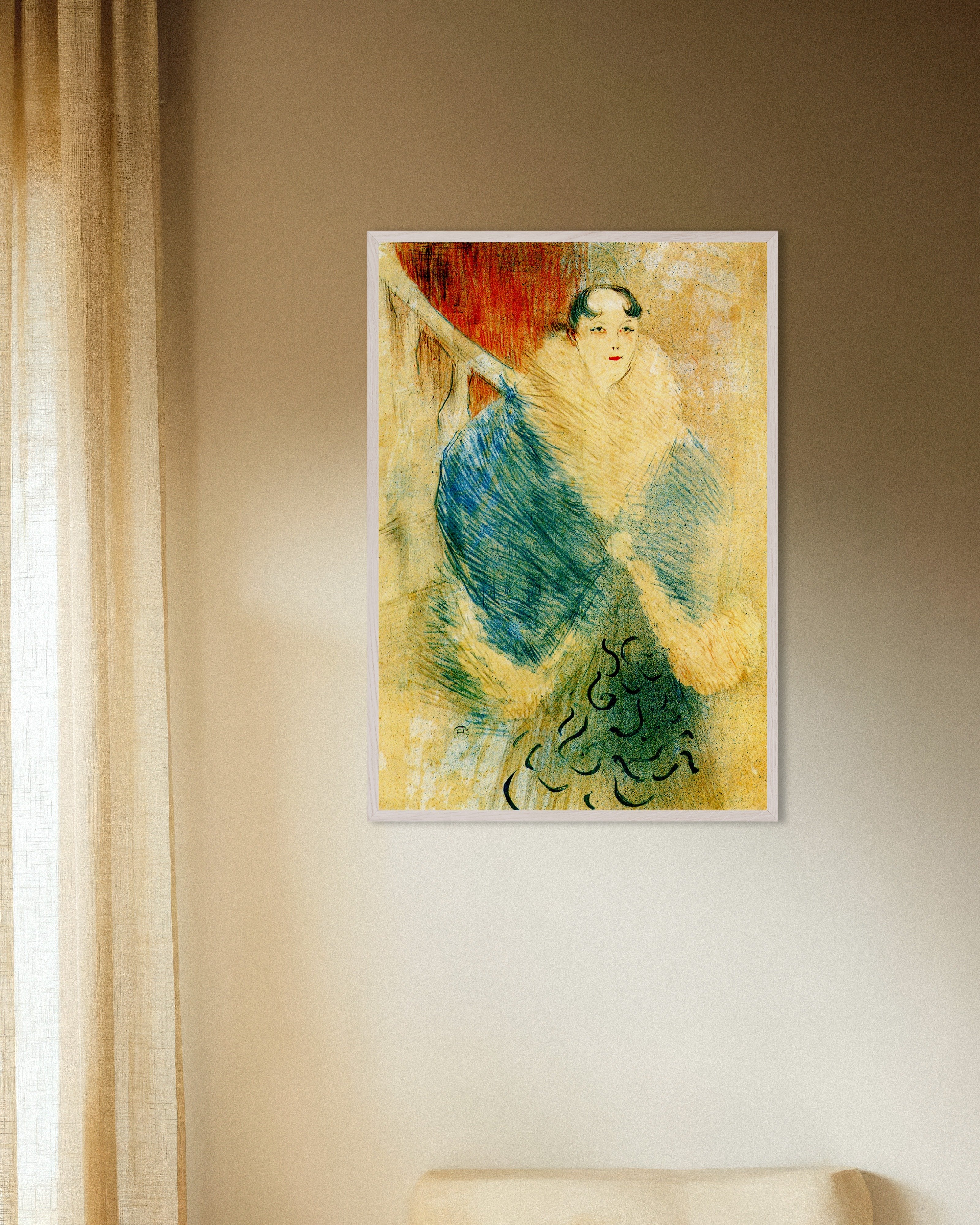 Poster of Elsa, called La Viennoise by Henri de Toulouse-Lautrec, 1897, with white wooden frame