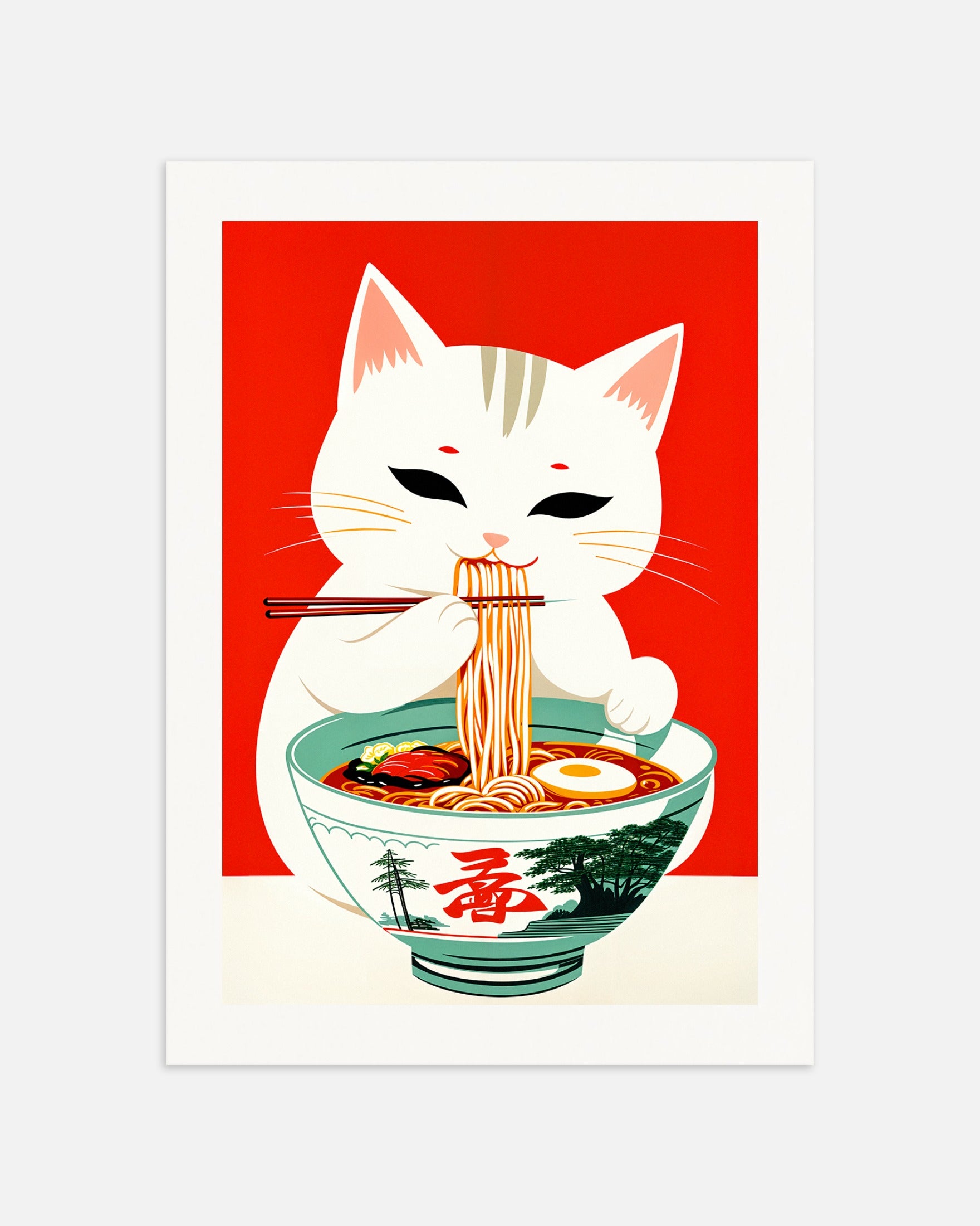 ポスター:ラーメン&猫、アジア料理店、なし
