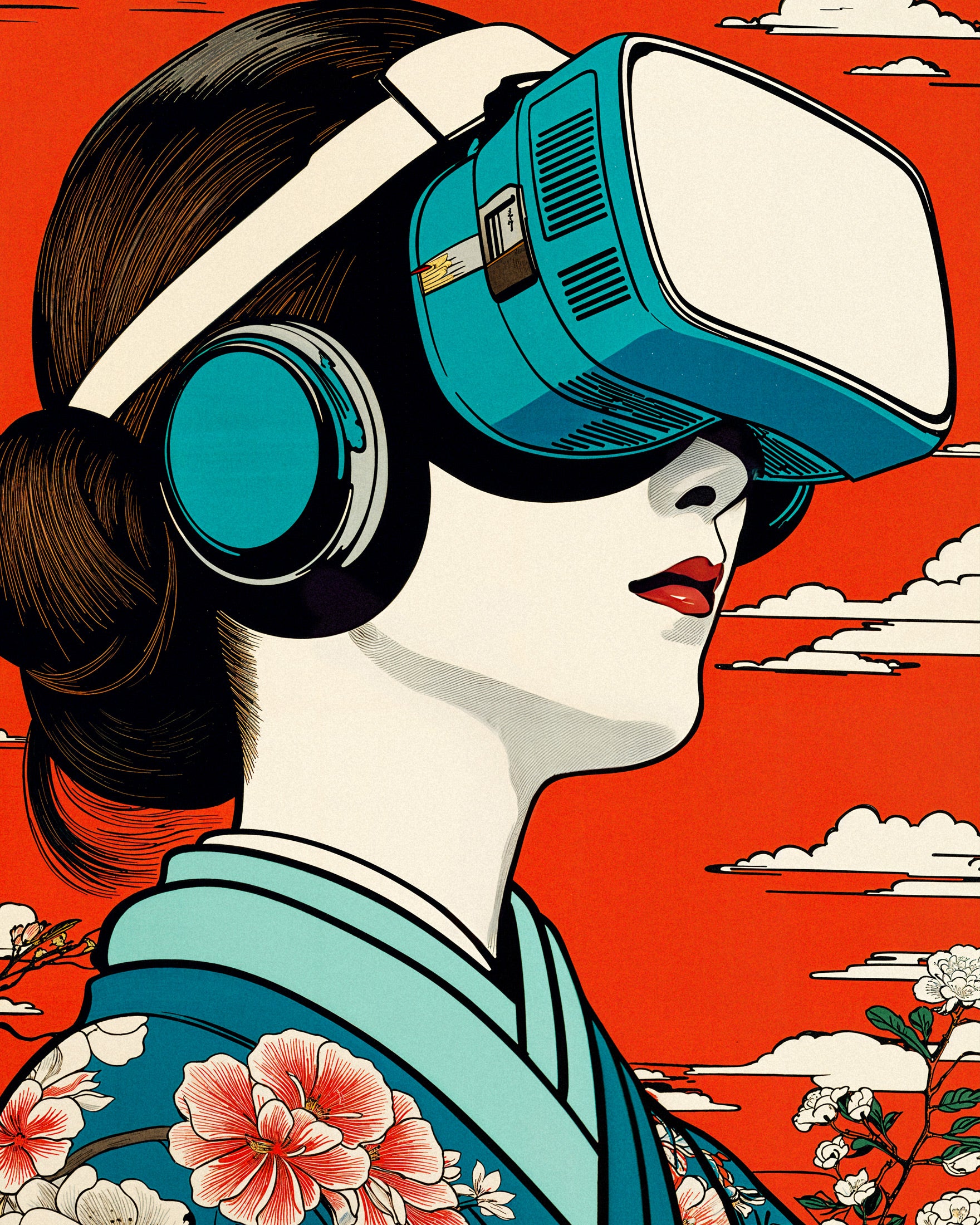 「芸者VR」ポスター - 広重トリビュート x 現代技術