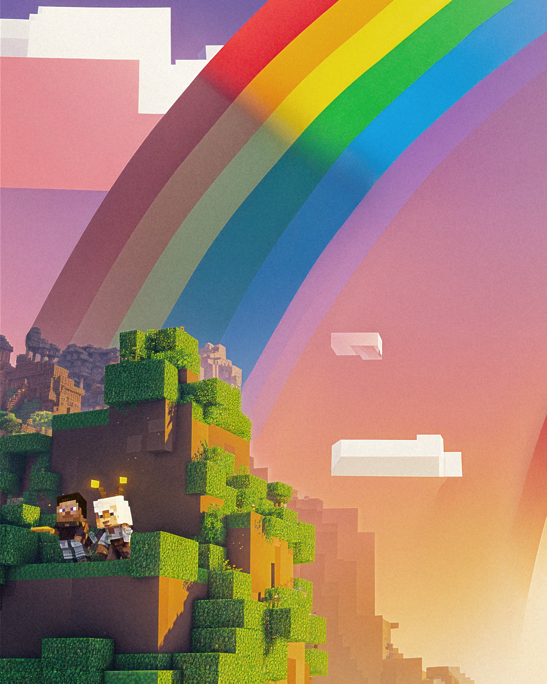 マインクラフト レインボーバレー - ゲーミングポスター