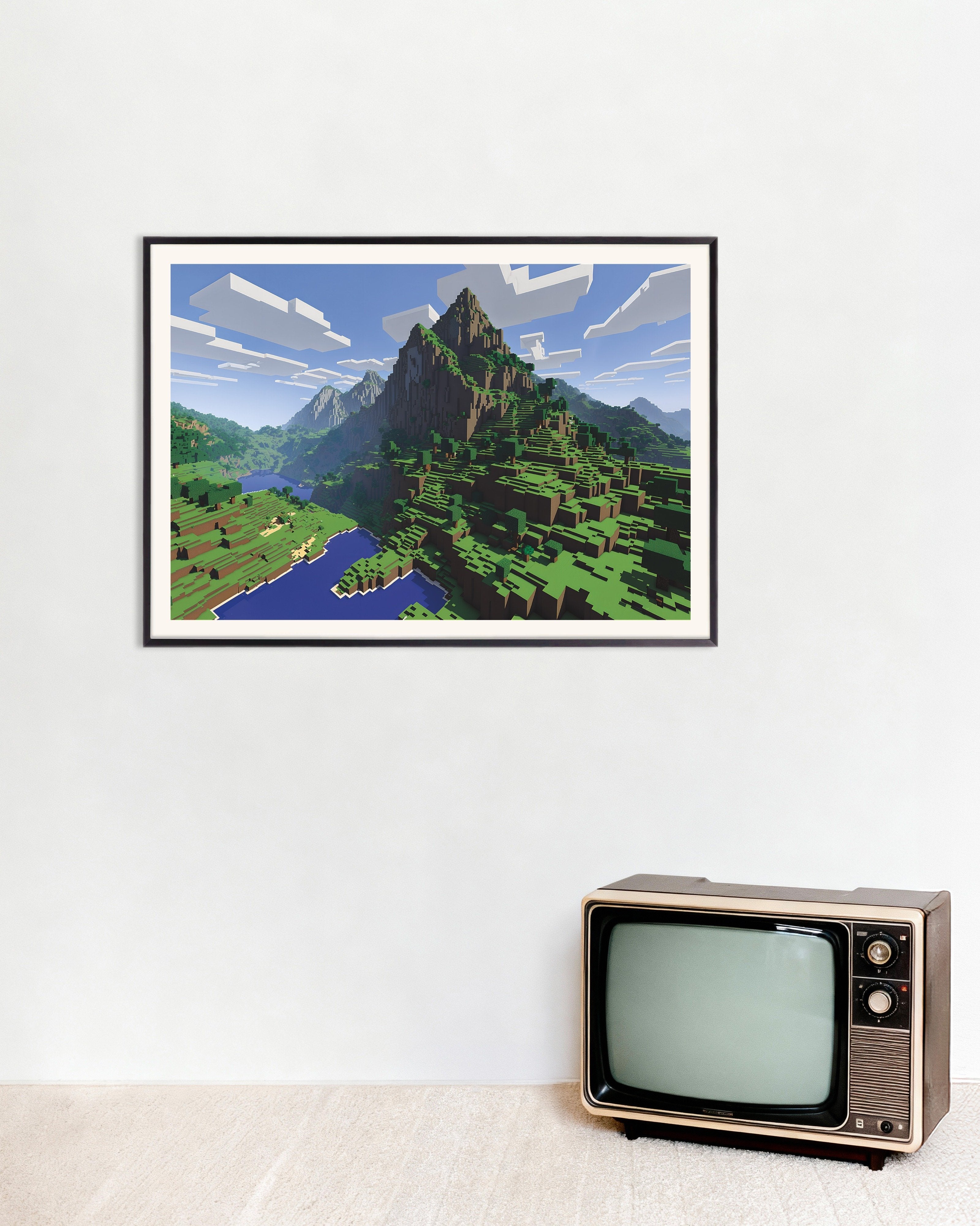 Poster of Minecraft, mountain - Poster, with metal frame