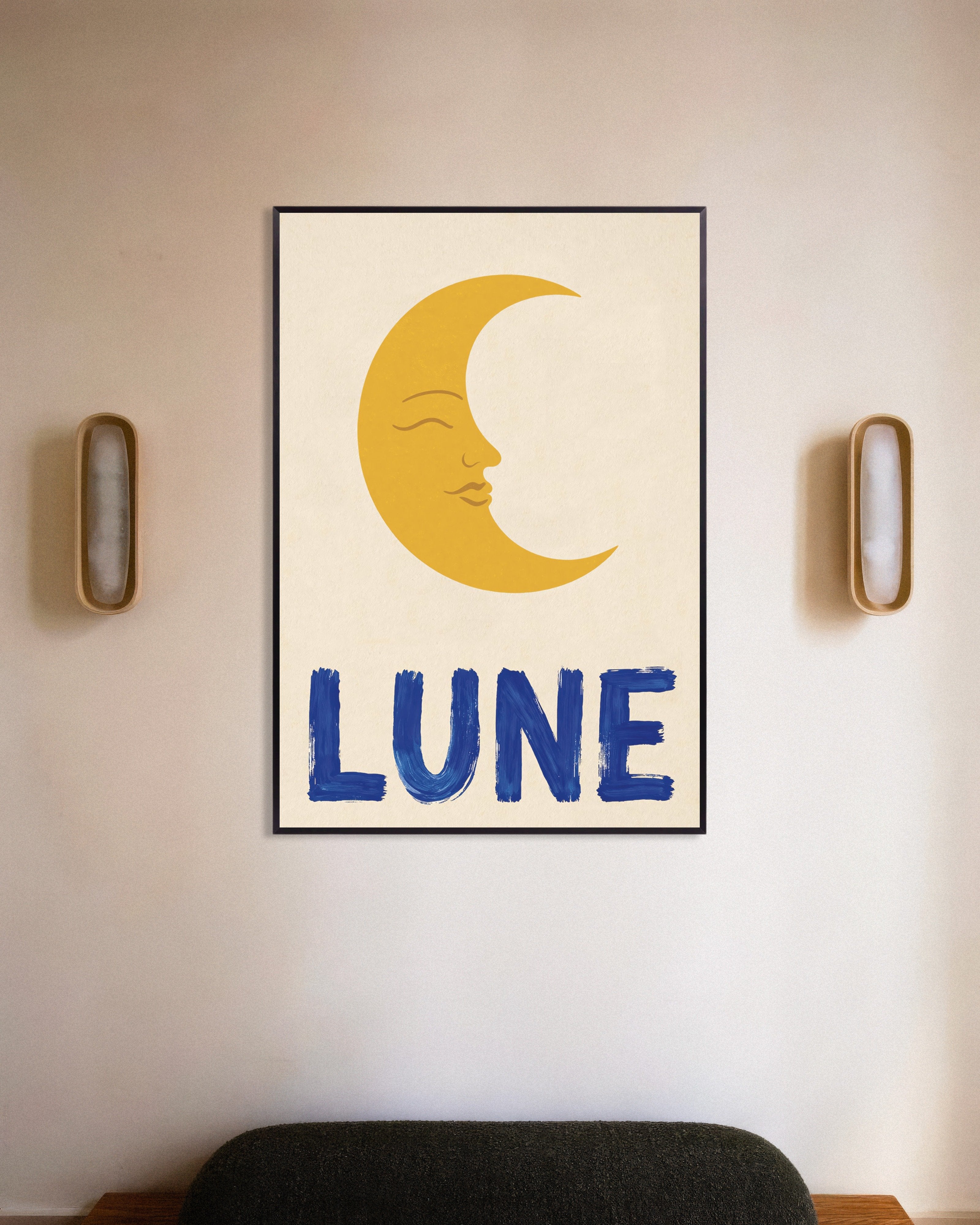 Poster of Moon poster - Calm French-inspired wall art, with metal frame