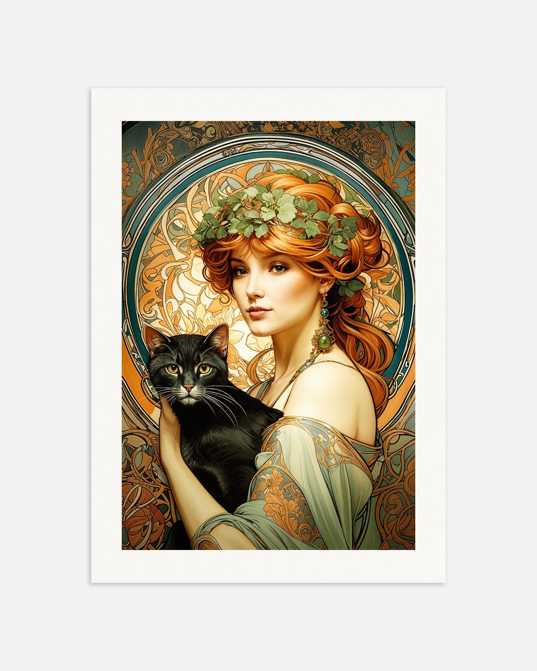 ミュシャの猫のポスター、アールヌーボー、サムネイル