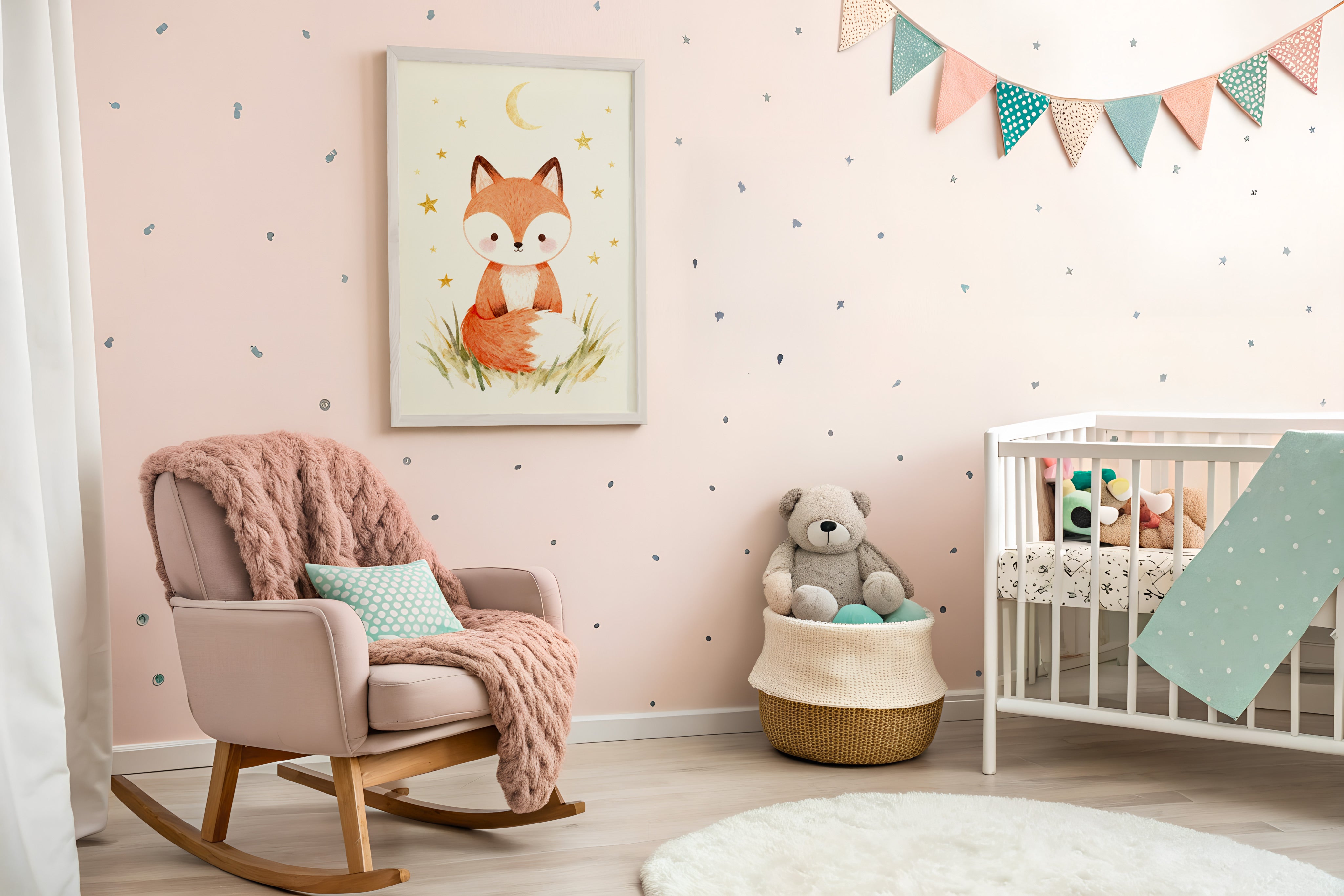 キツネのポスター - 森の子供部屋の壁アート