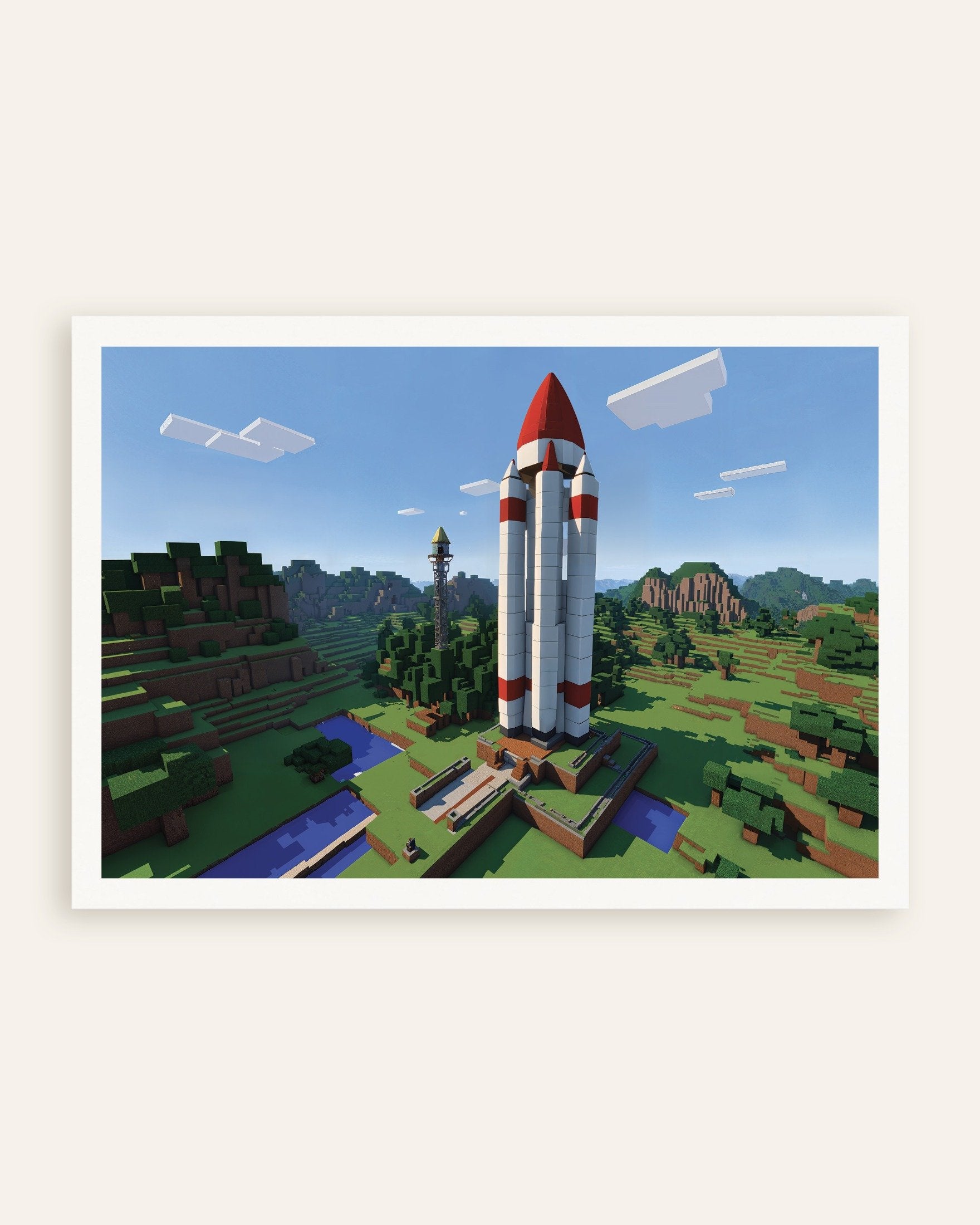 ピクセルスペースロケット – 宇宙冒険ポスタ | ウォールアート アート