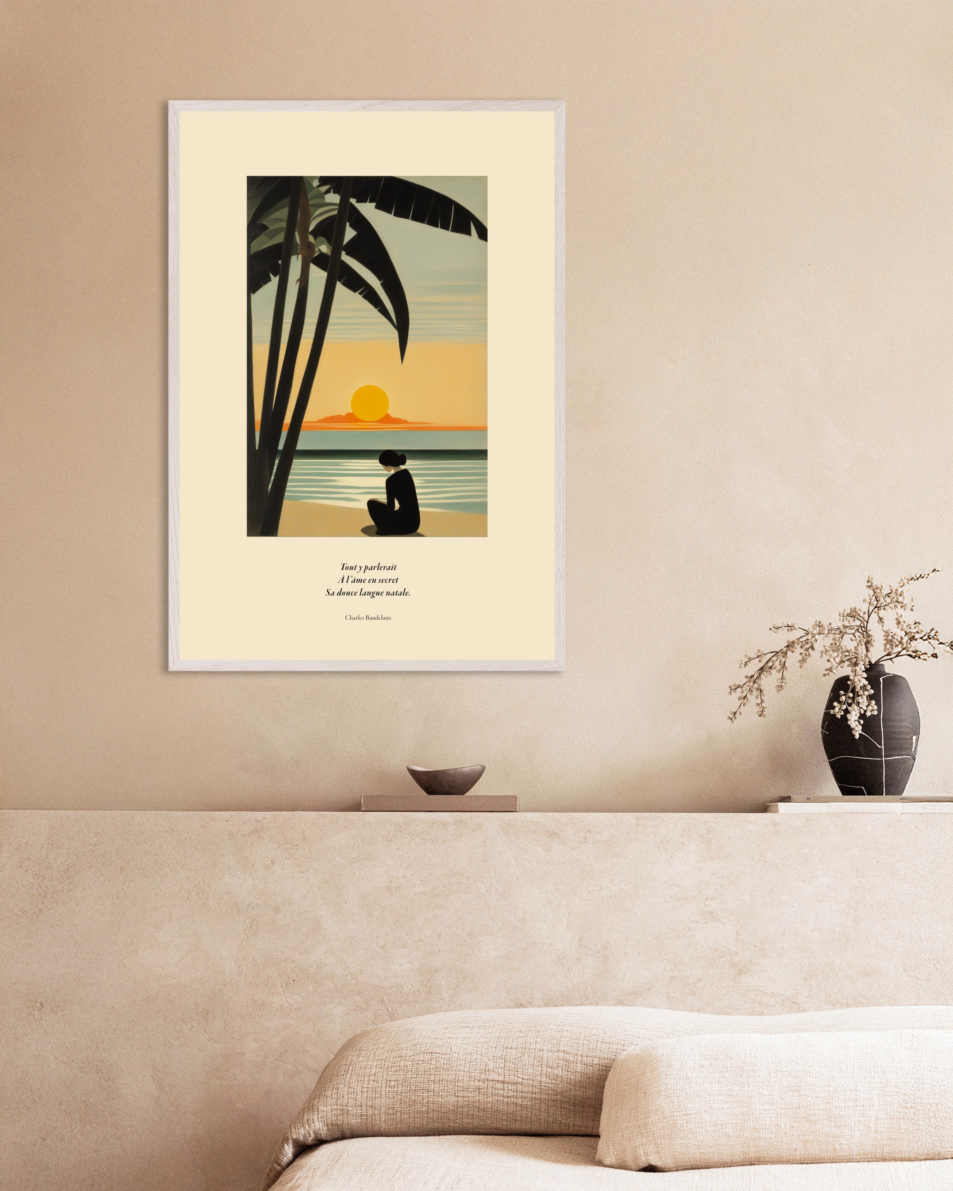 Poster of Soul's language, Baudelaire, french, with white wooden frame