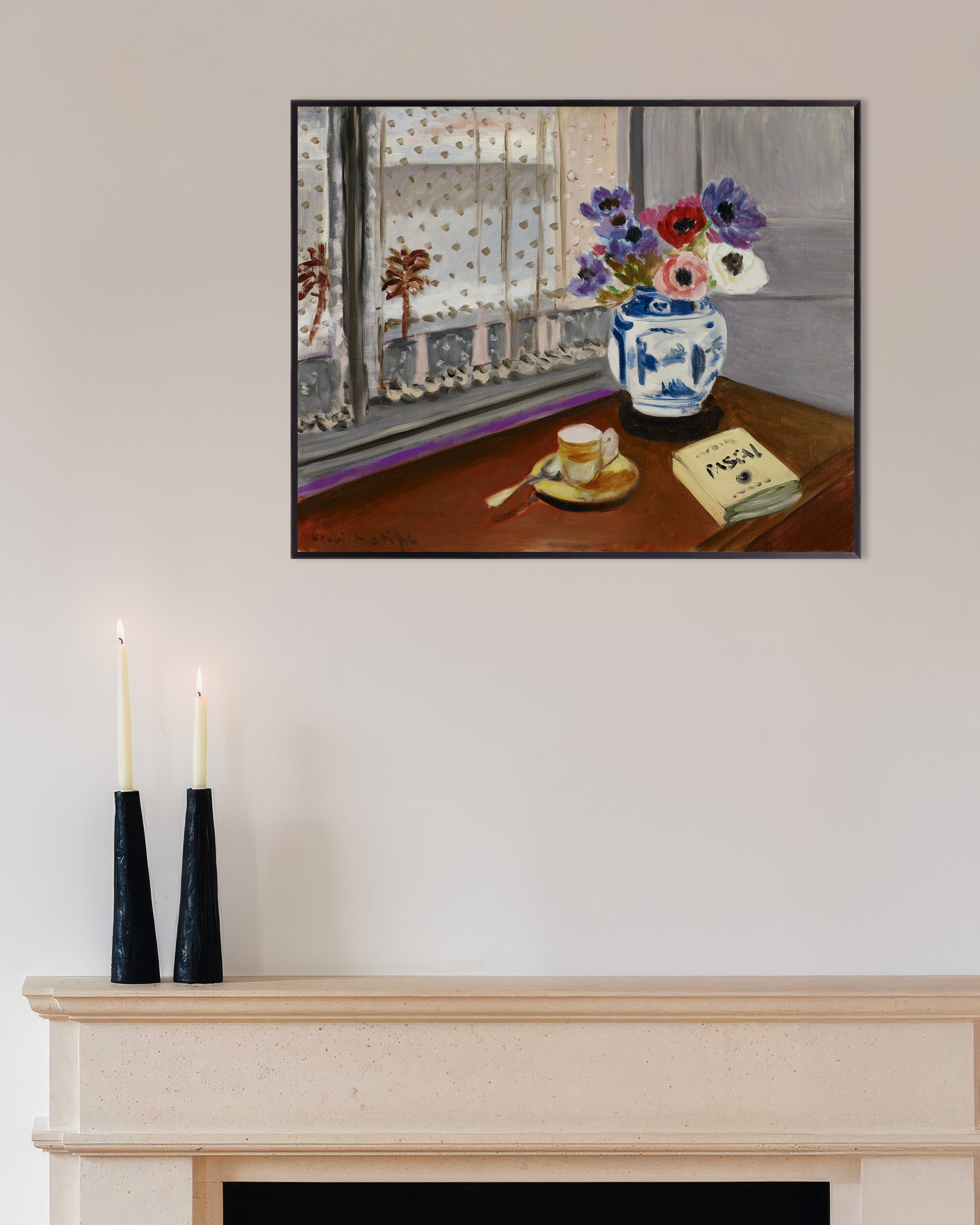Poster of Still life with Pascal’s Pensées (1924) by Henri Matisse, with metal frame
