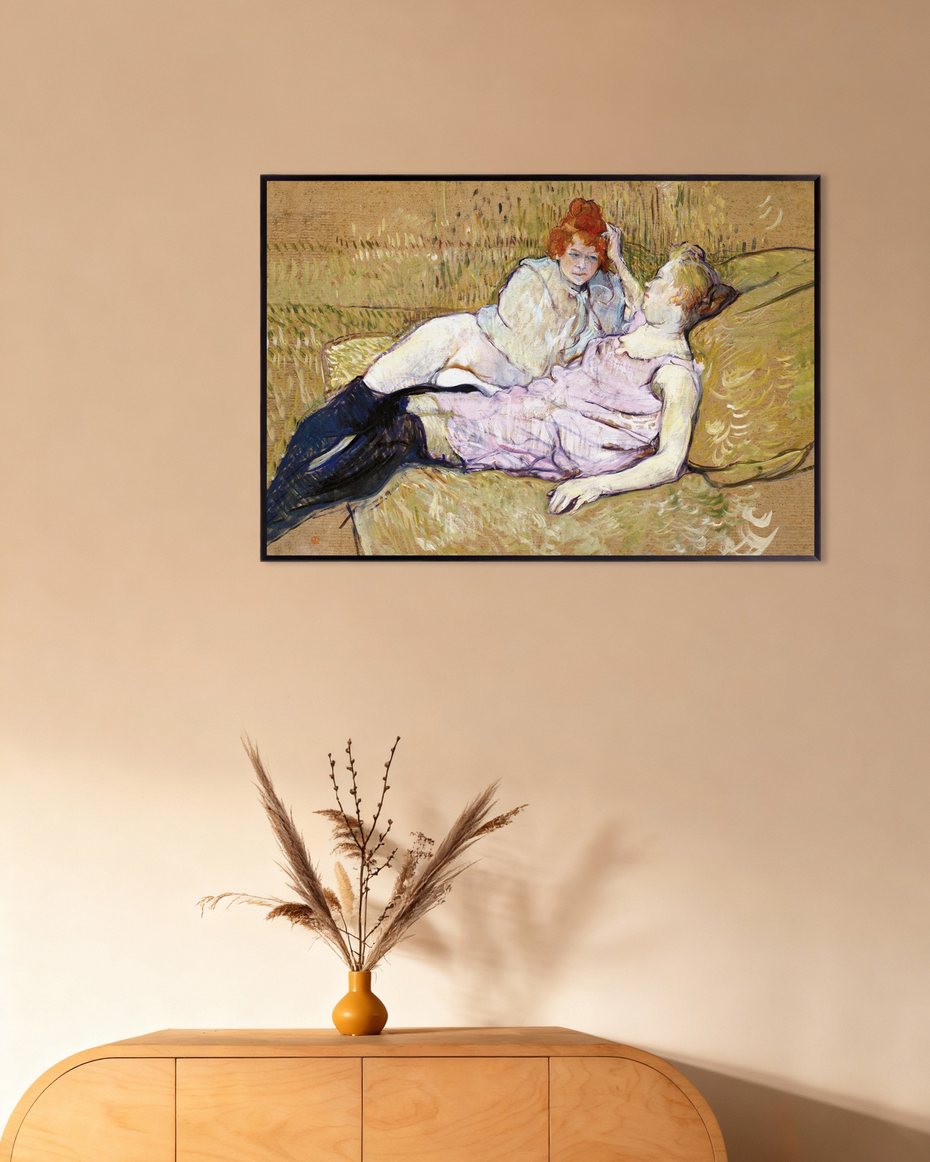 Poster of The Sofa (ca. 1894-1896) by Henri de Toulouse-Lautrec, with metal frame