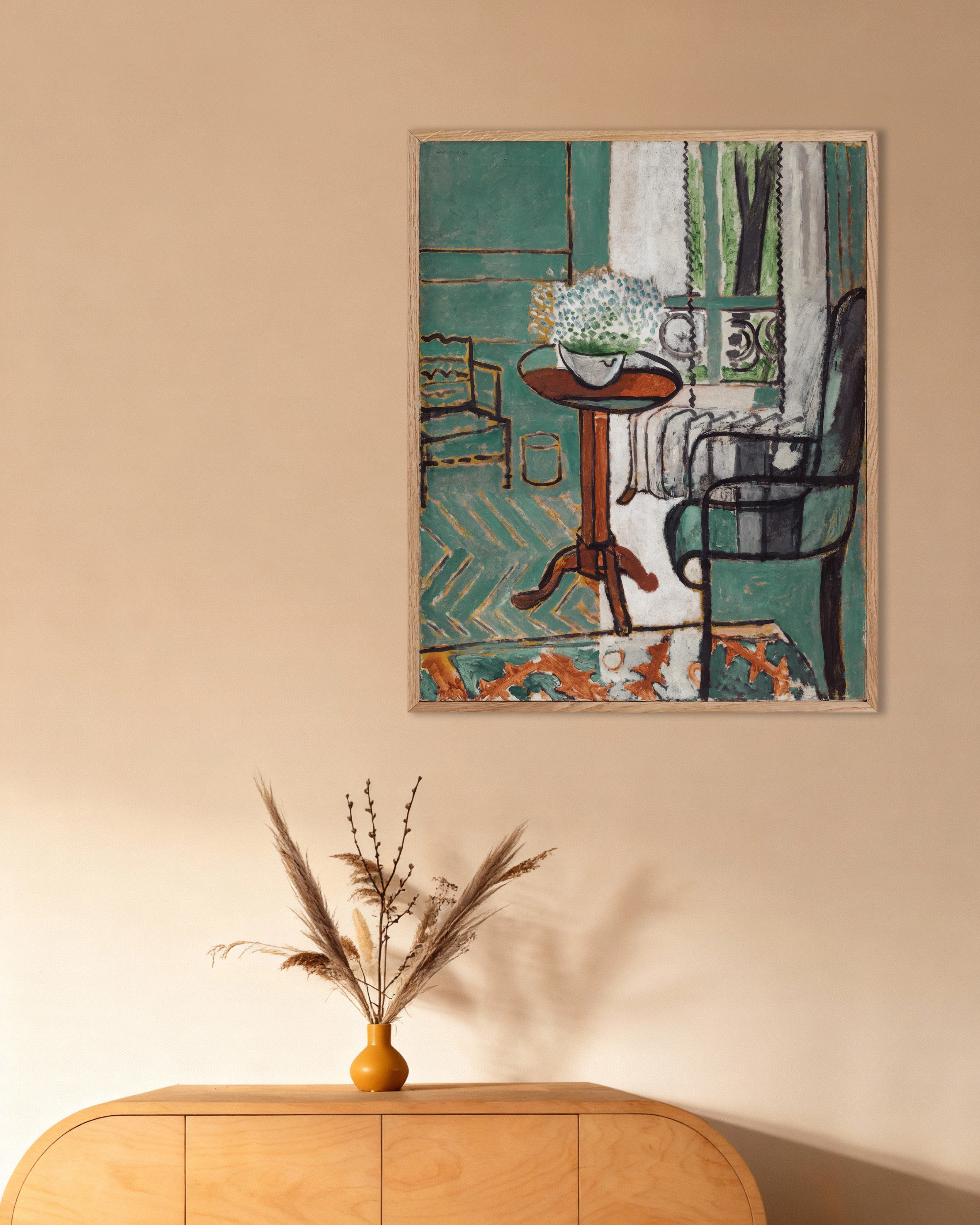 Poster of The window (Interior with forget-me-nots) by Henri Matisse - Poster, with natural wooden frame