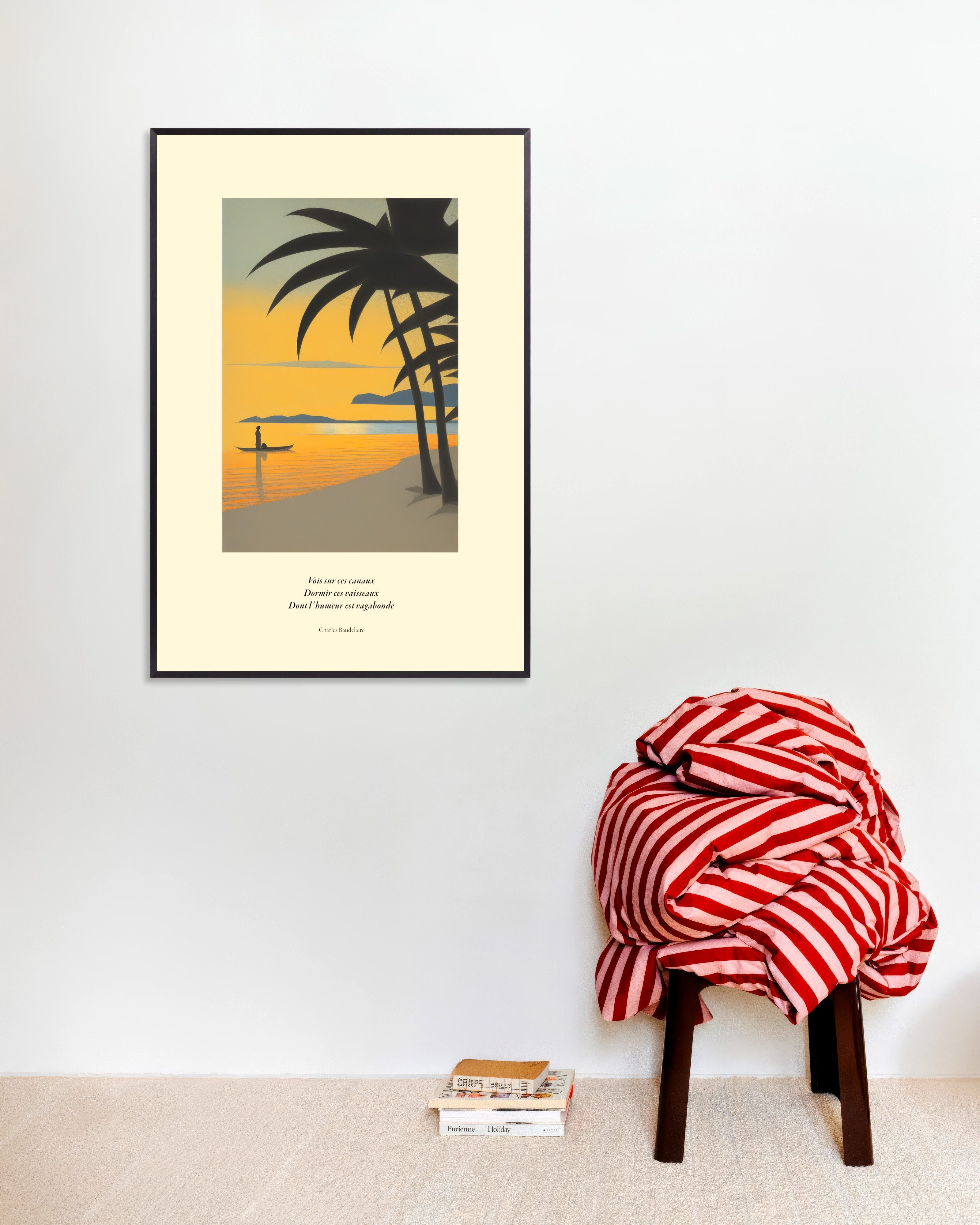 Poster of Wandering ships, Baudelaire, french, with metal frame