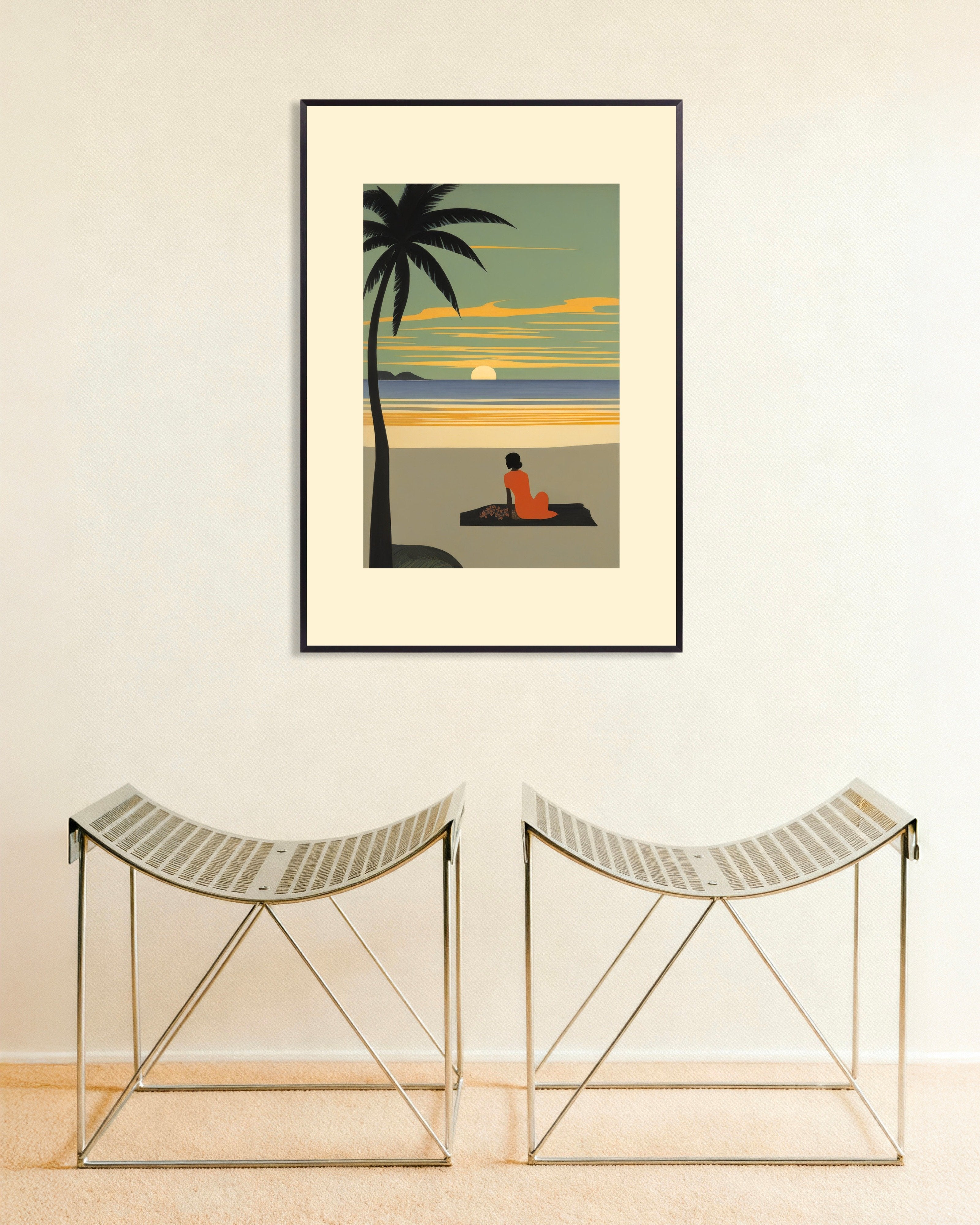 Poster of When evening descends in its scarlet cloak, Baudelaire, no text, with metal frame