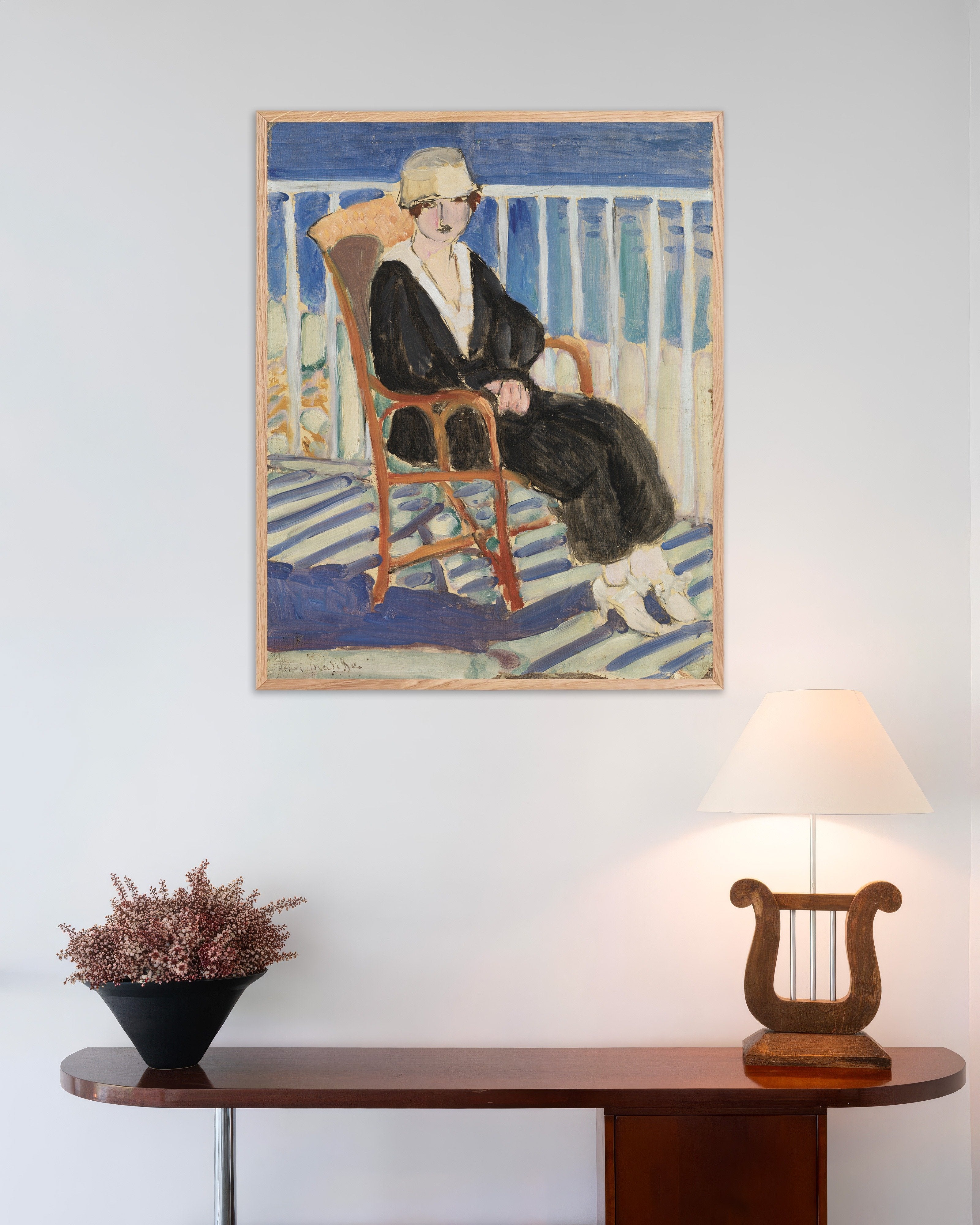 Poster of Woman by the ocean (ca. 1919) by Henri Matisse - Poster, with natural wooden frame