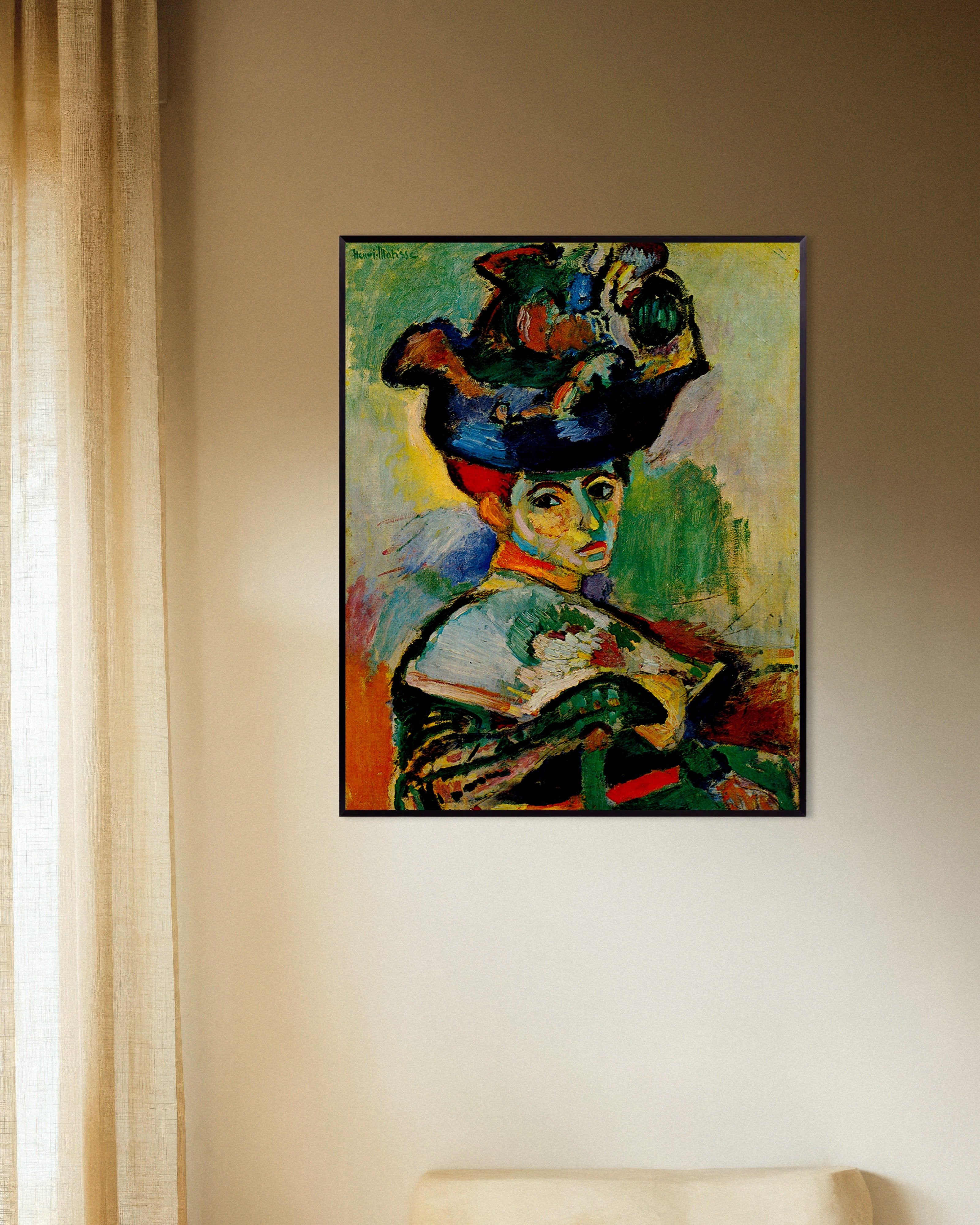 Poster of Woman with the hat (1905) by Henri Matisse, with metal frame