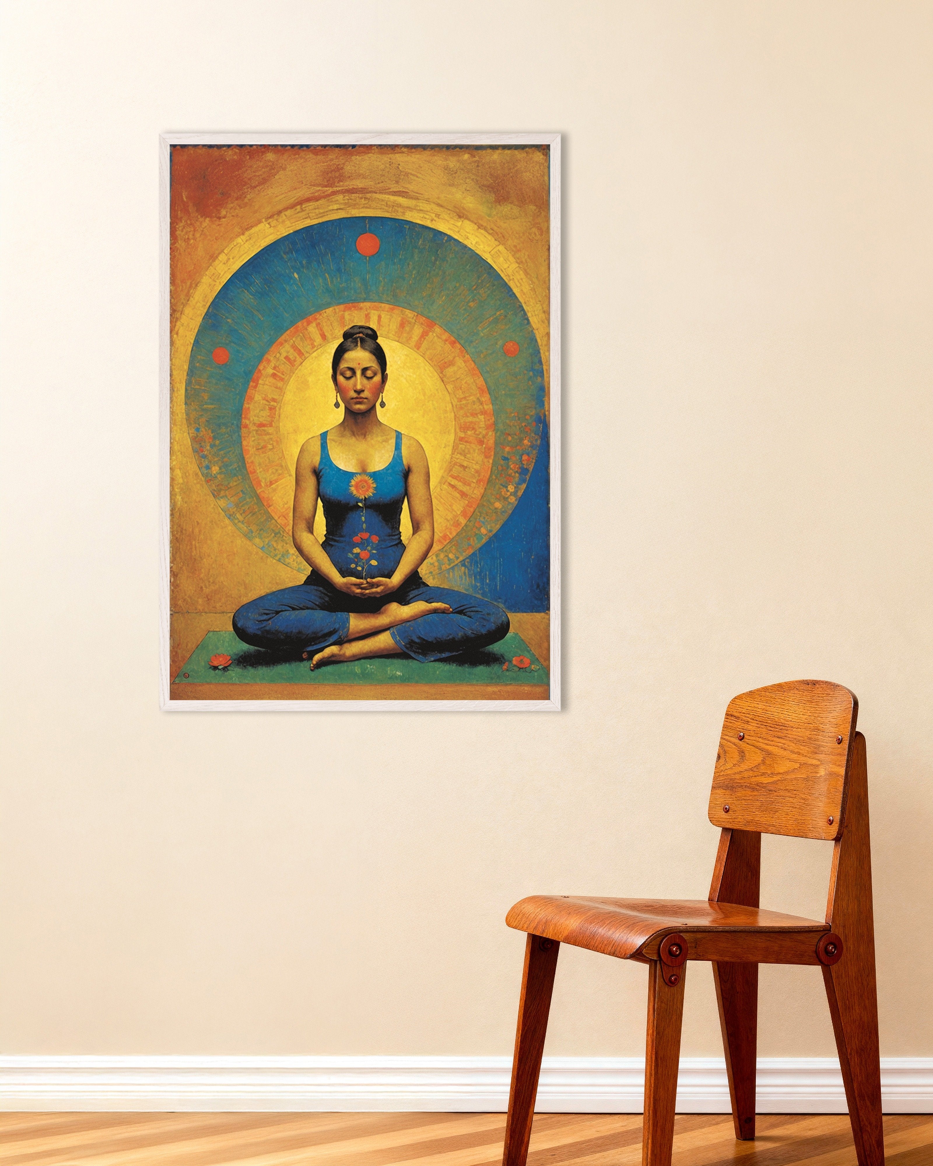 Poster of Zen Meditation Poster – Inner Balance Wall Art, with white wooden frame
