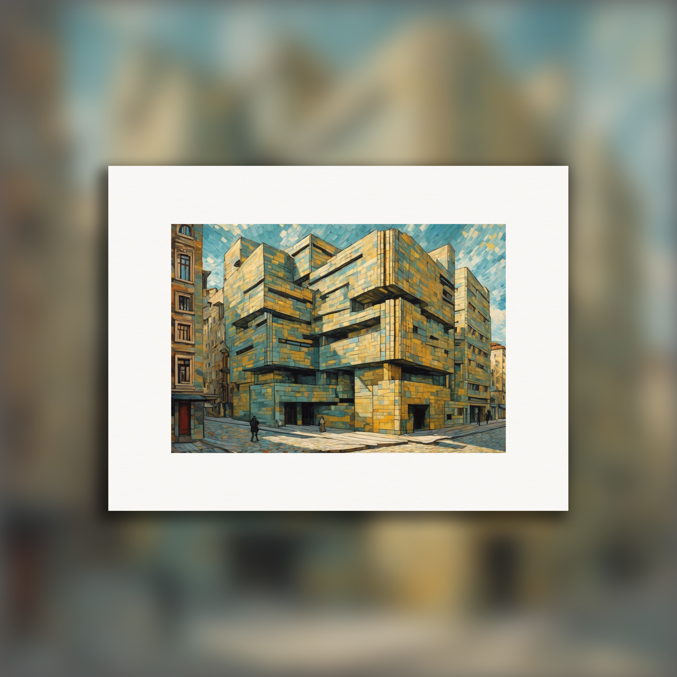 自然と人間の感情の情熱的な激動を捉えた絵画、建築 - ポスター