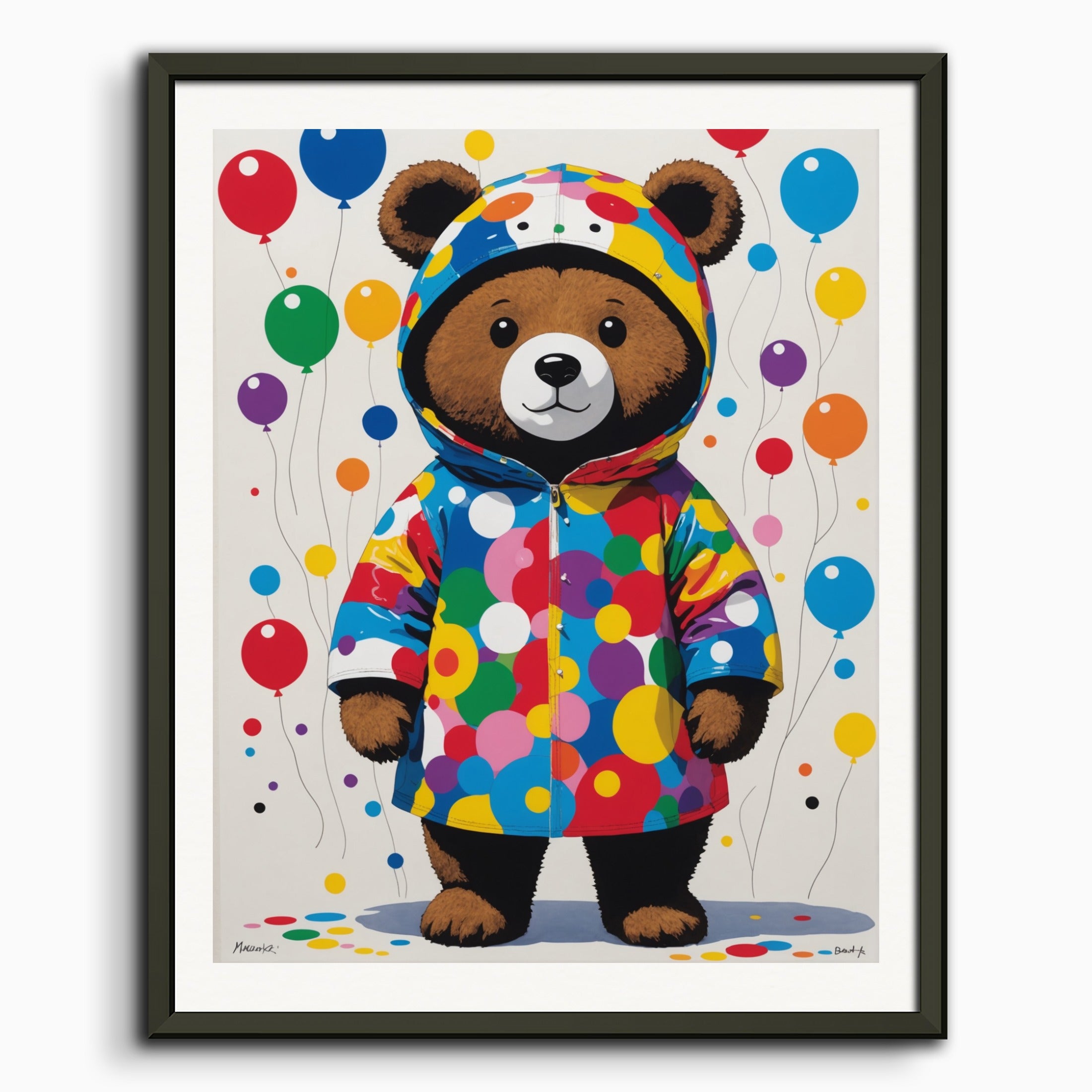 ポスター：現代日本のかわいいアーティスト、衣装を着たクマが演奏する
