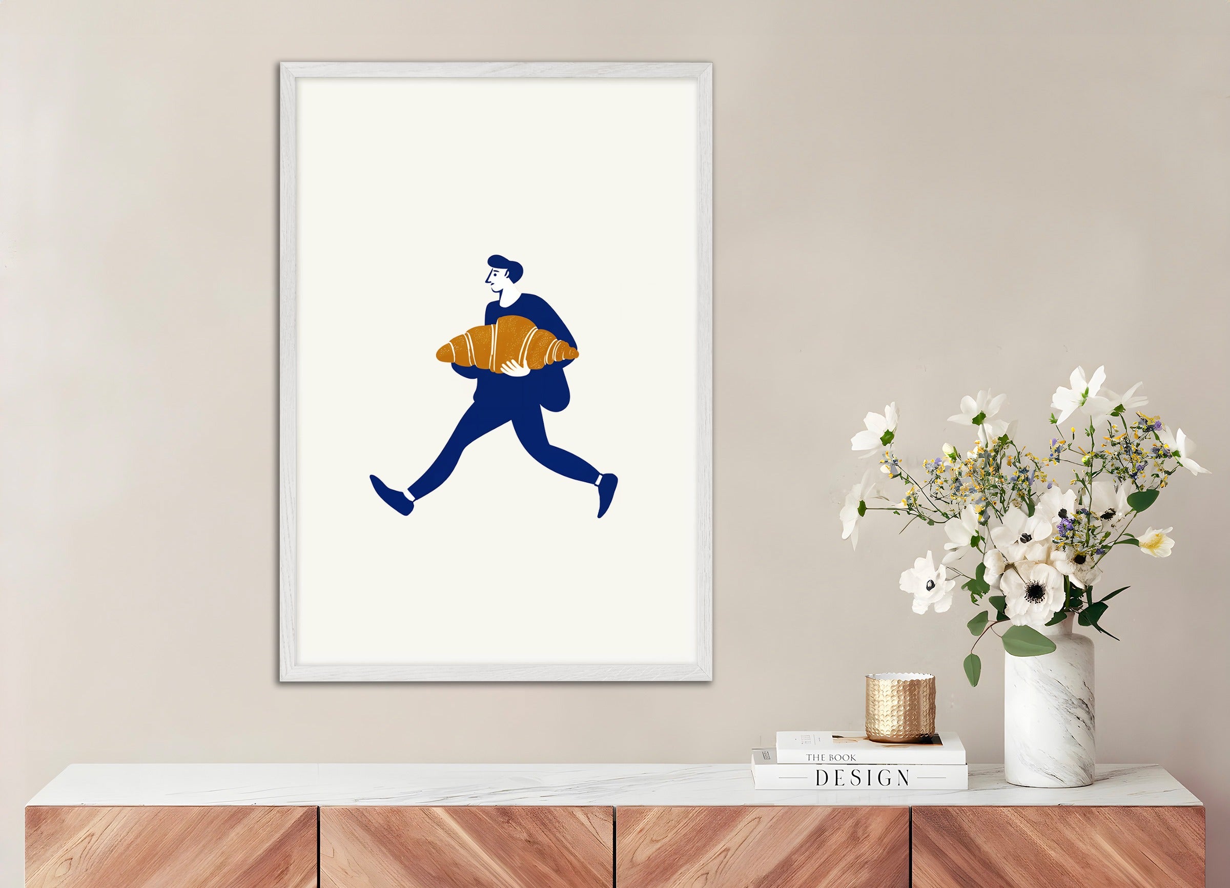 木製フレーム付きポスター: ここに私がいる モナムール - クロワッサン