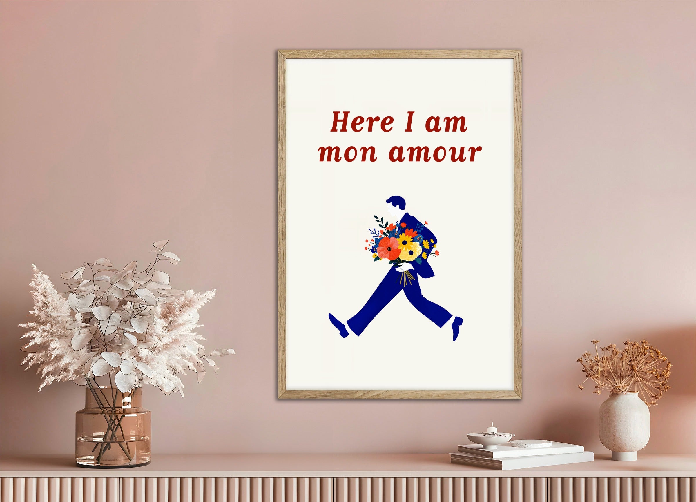 ナチュラルウッドフレームのポスター：Here I Am, Mon Amour - Flowers