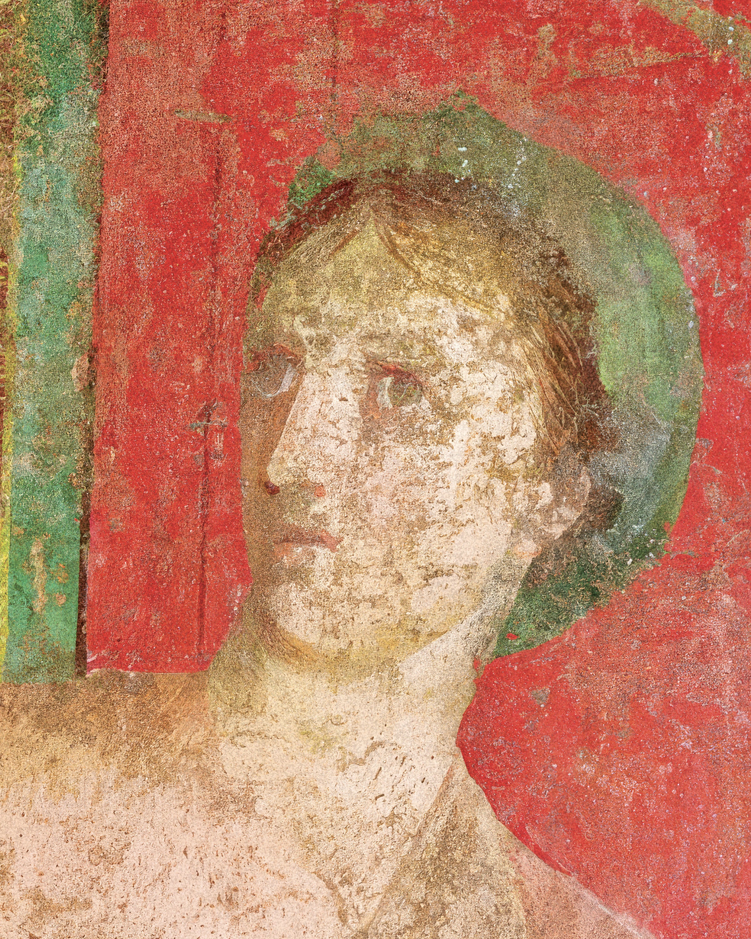 女性が新入者を慰めるフレスコ画のポスタ ポスター