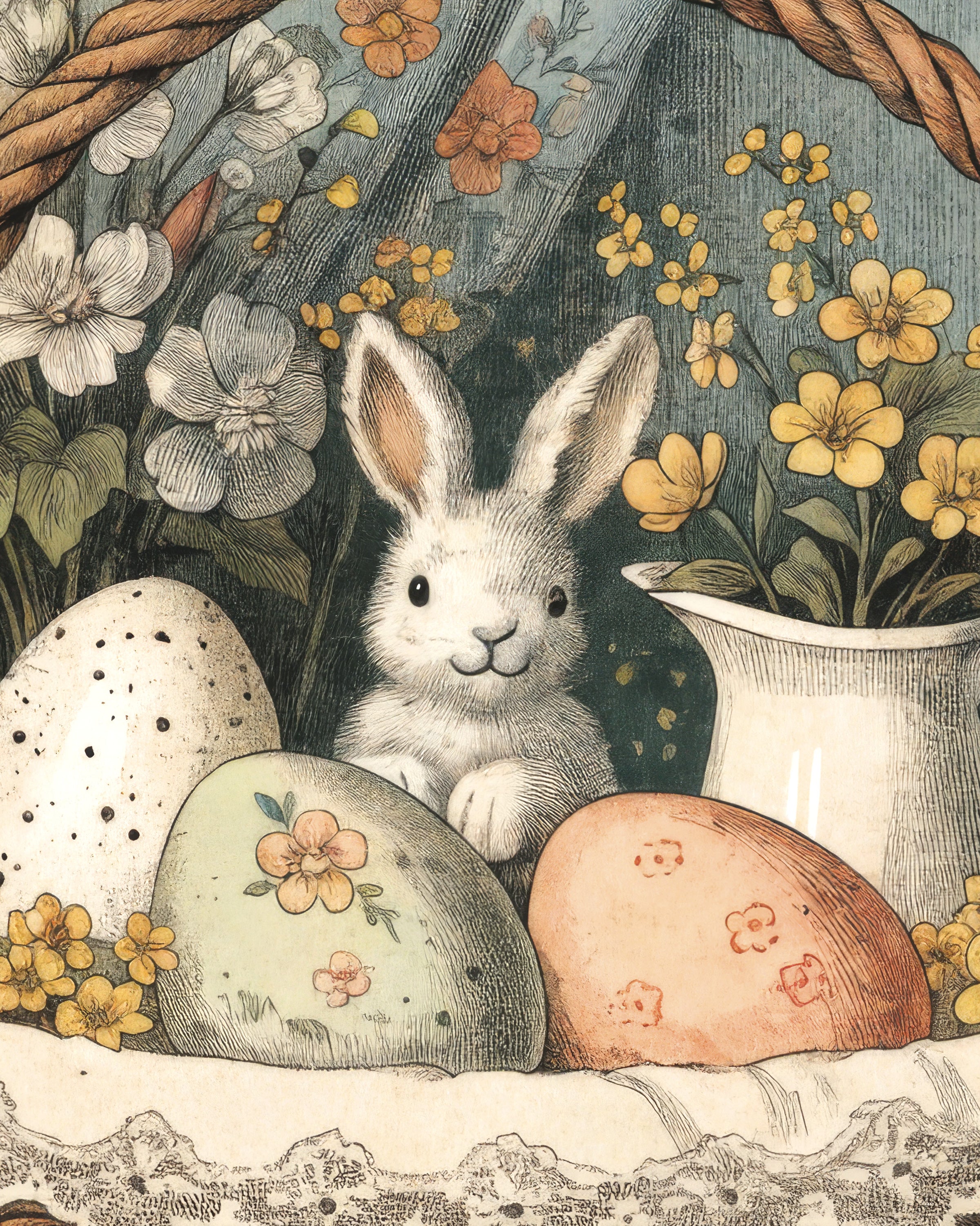 Happy Easter Basket Bunny ポスタ - ポスター