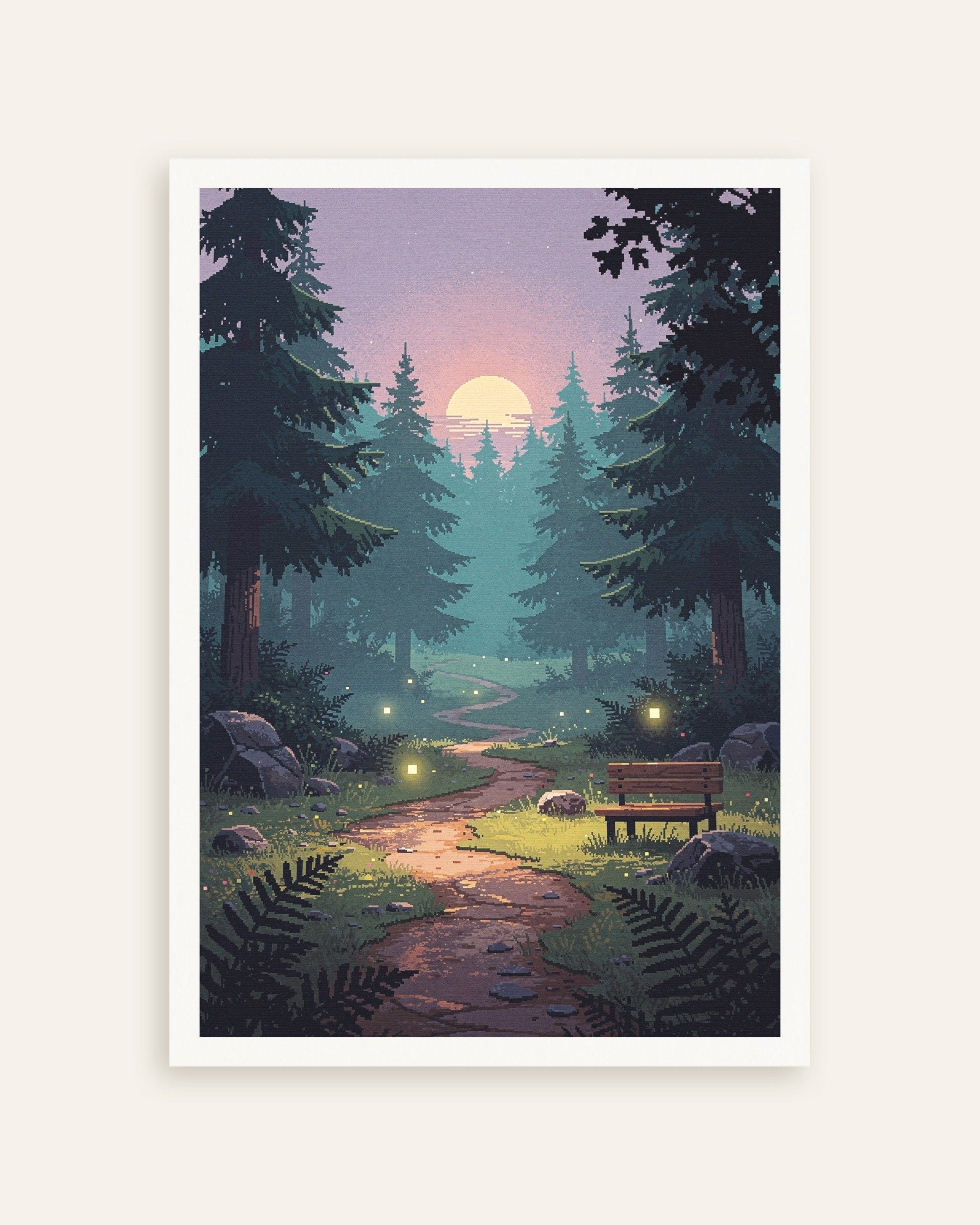 Poster of A Walk in the Forest - Pixel Art Twilight Path, thumbnail