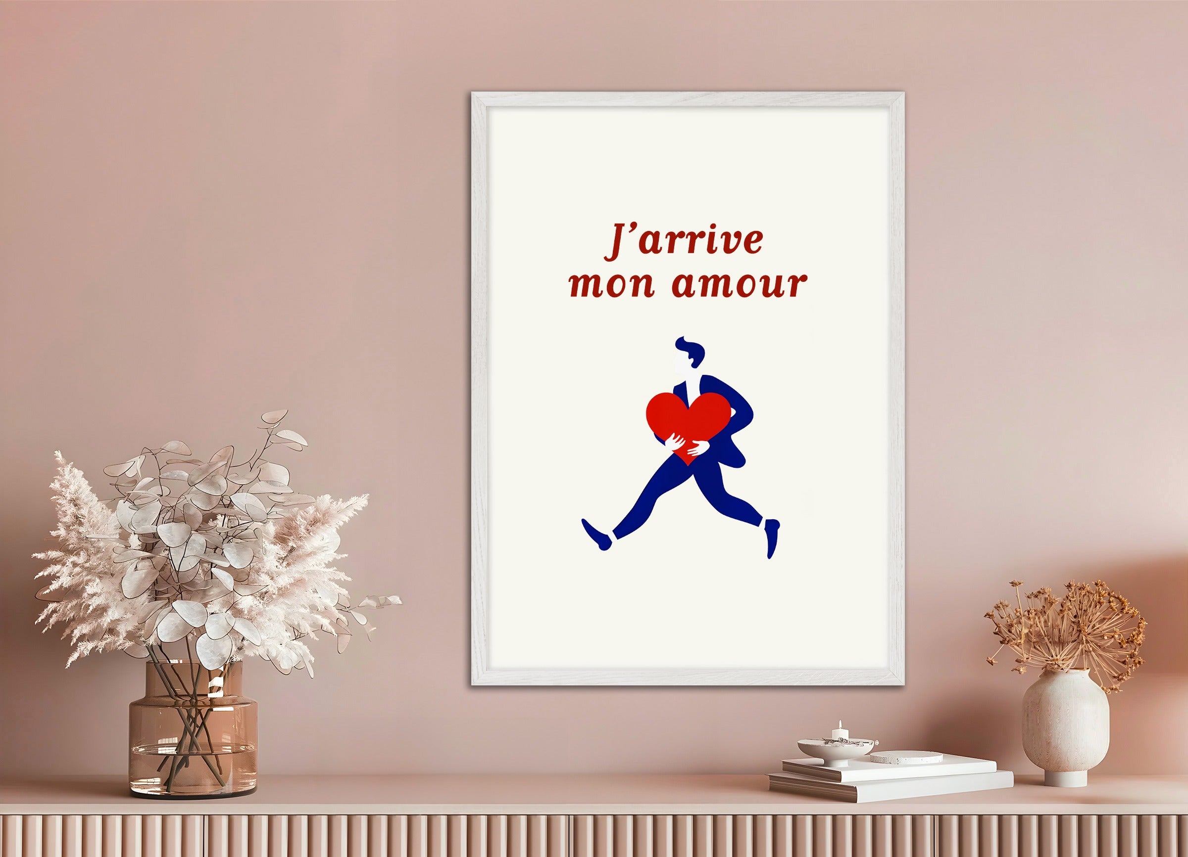 木製フレーム付きポスター: Here I Am Mon Amour - Heart