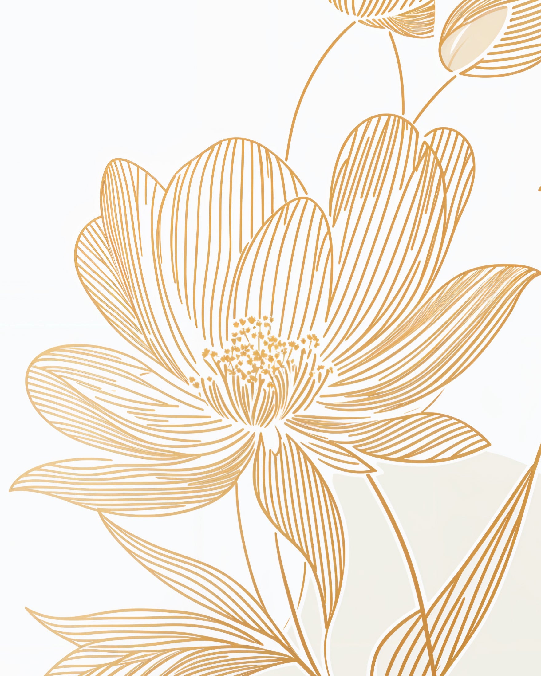 薄いベージュの背景に花 - ポスター