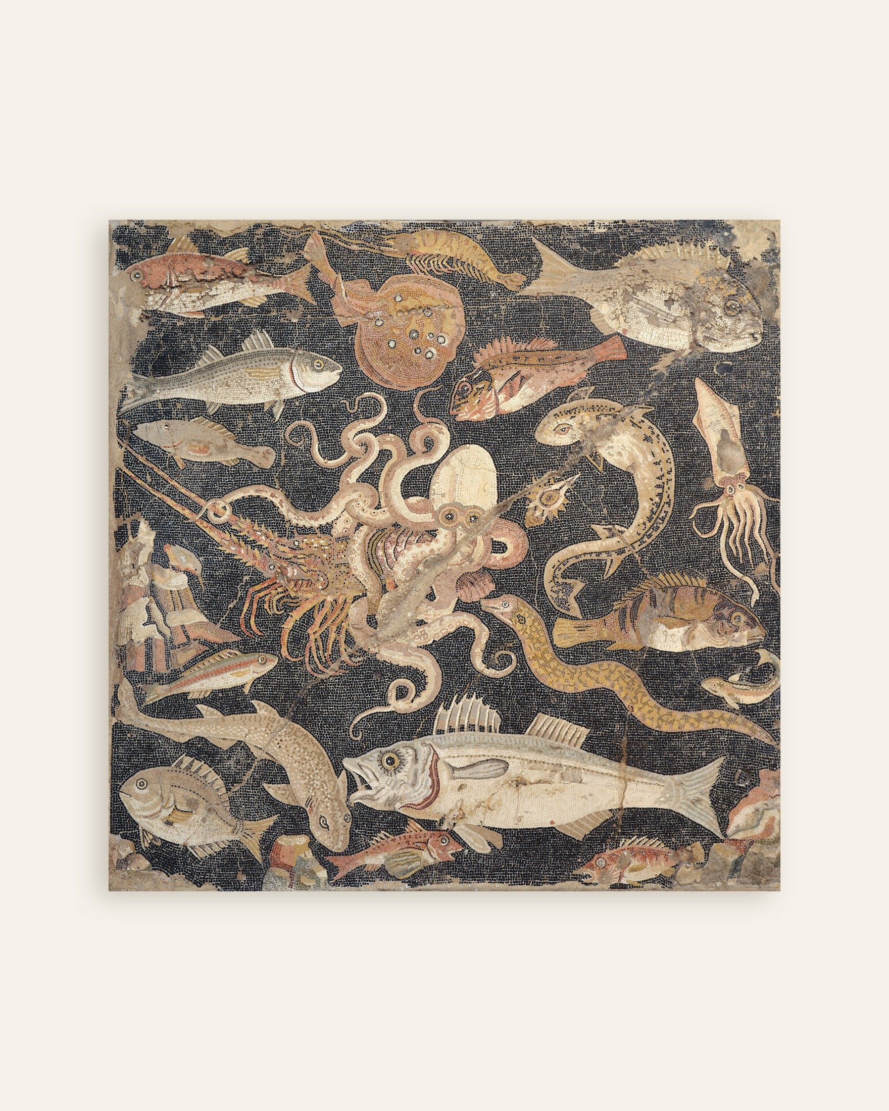 Poster of Ancient Pompeii Marine Life Mosaic - Roman Sea Creatures Art Print, thumbnail
