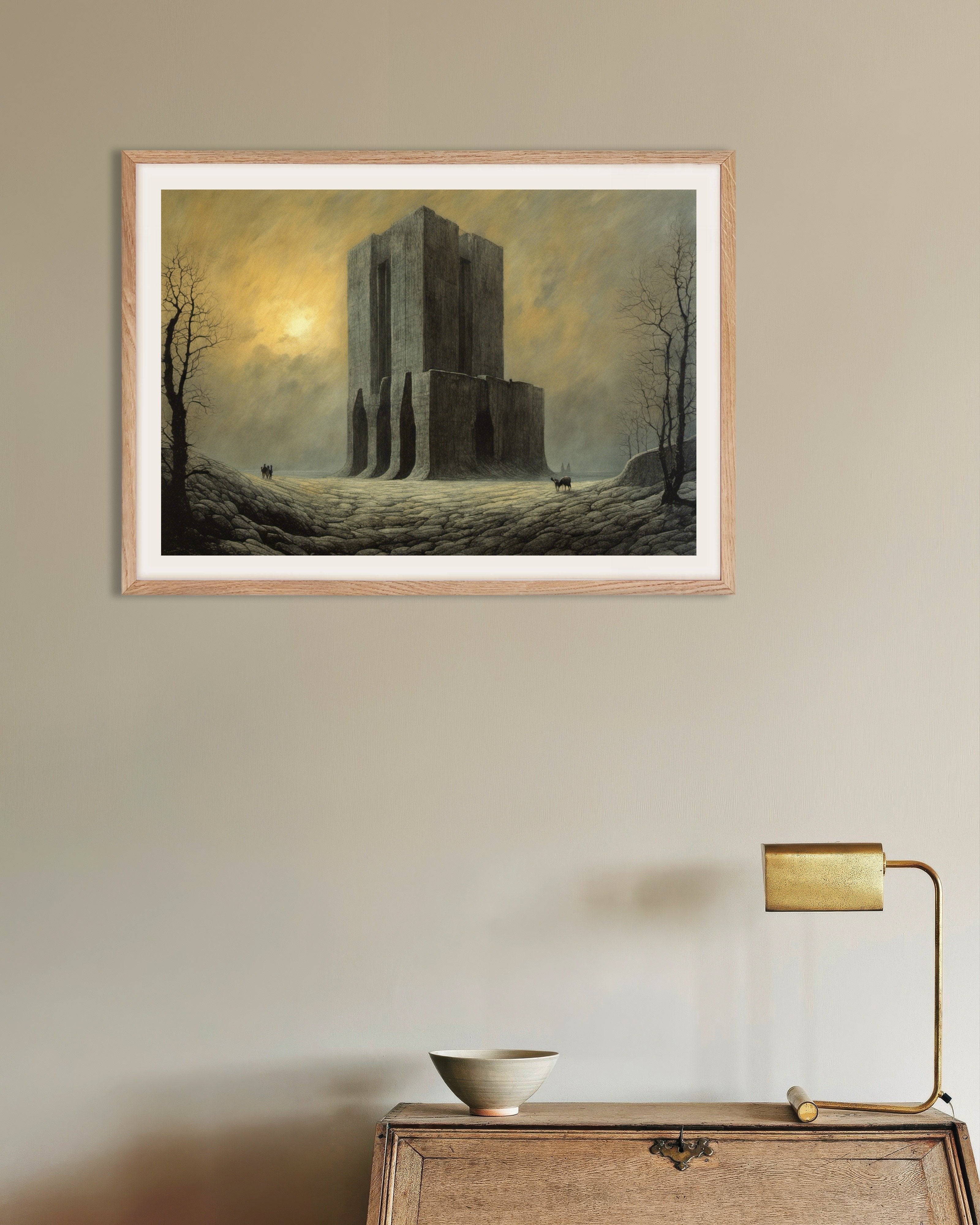 Poster of Atmospheric, dark and mystical, The prison - Poster, with natural wooden frame