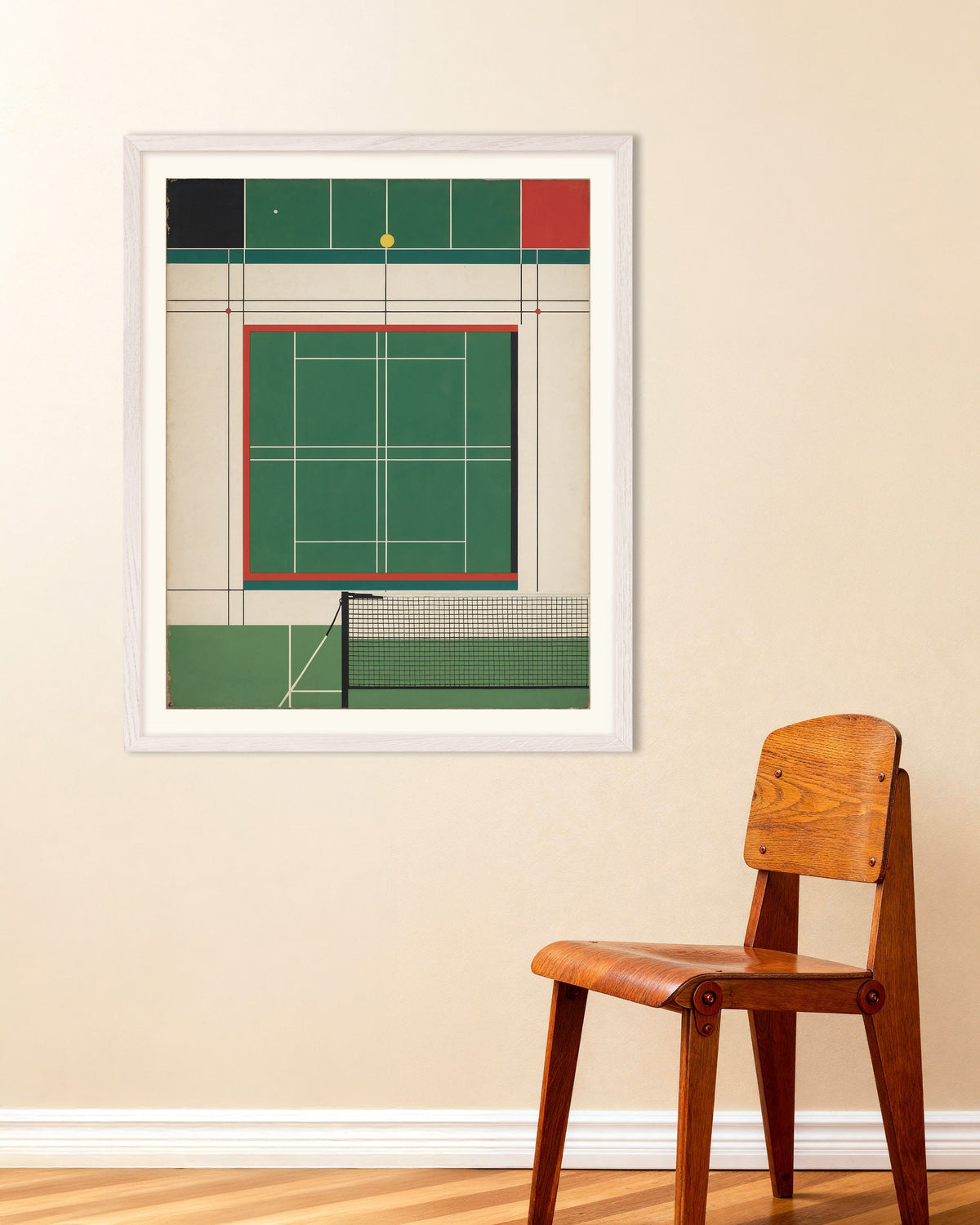 Poster of Bauhaus art, Tennis sport - Poster, with white wooden frame