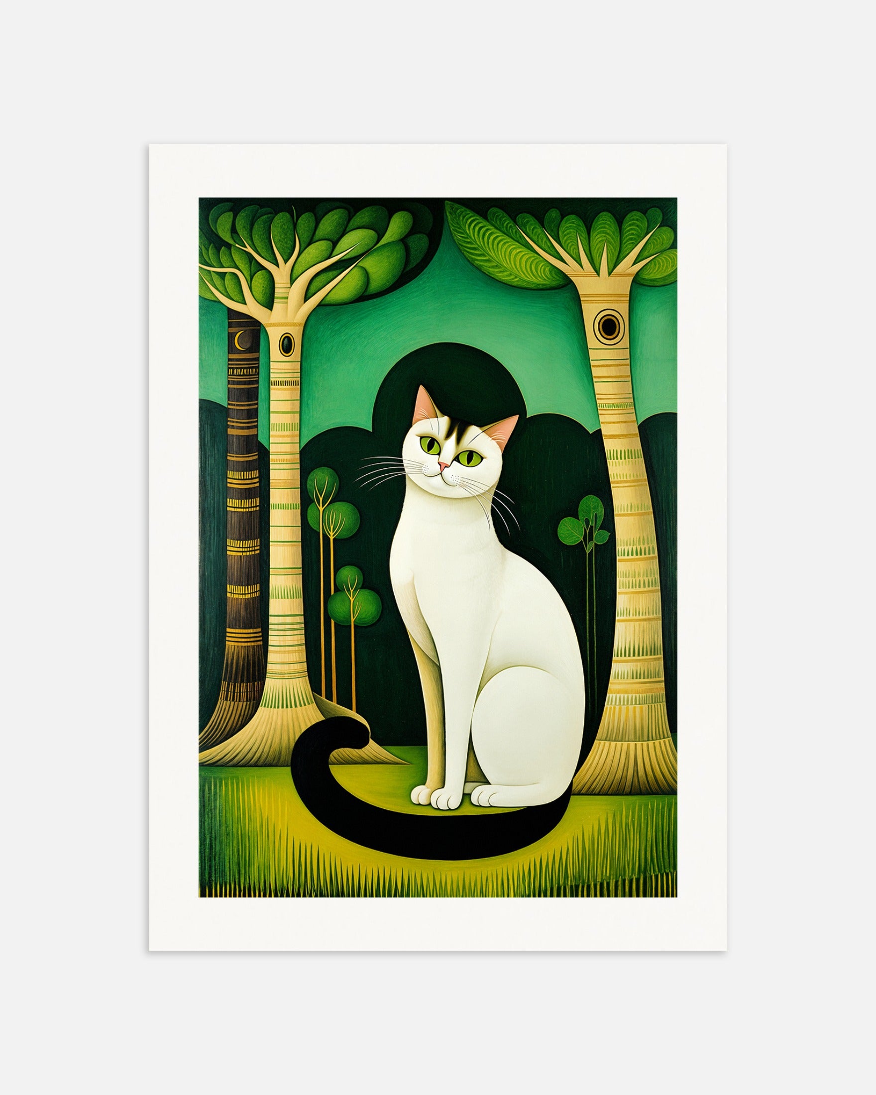 ポスター：エメラルドの瞳を持つシャム猫、ナイーブアート、なし