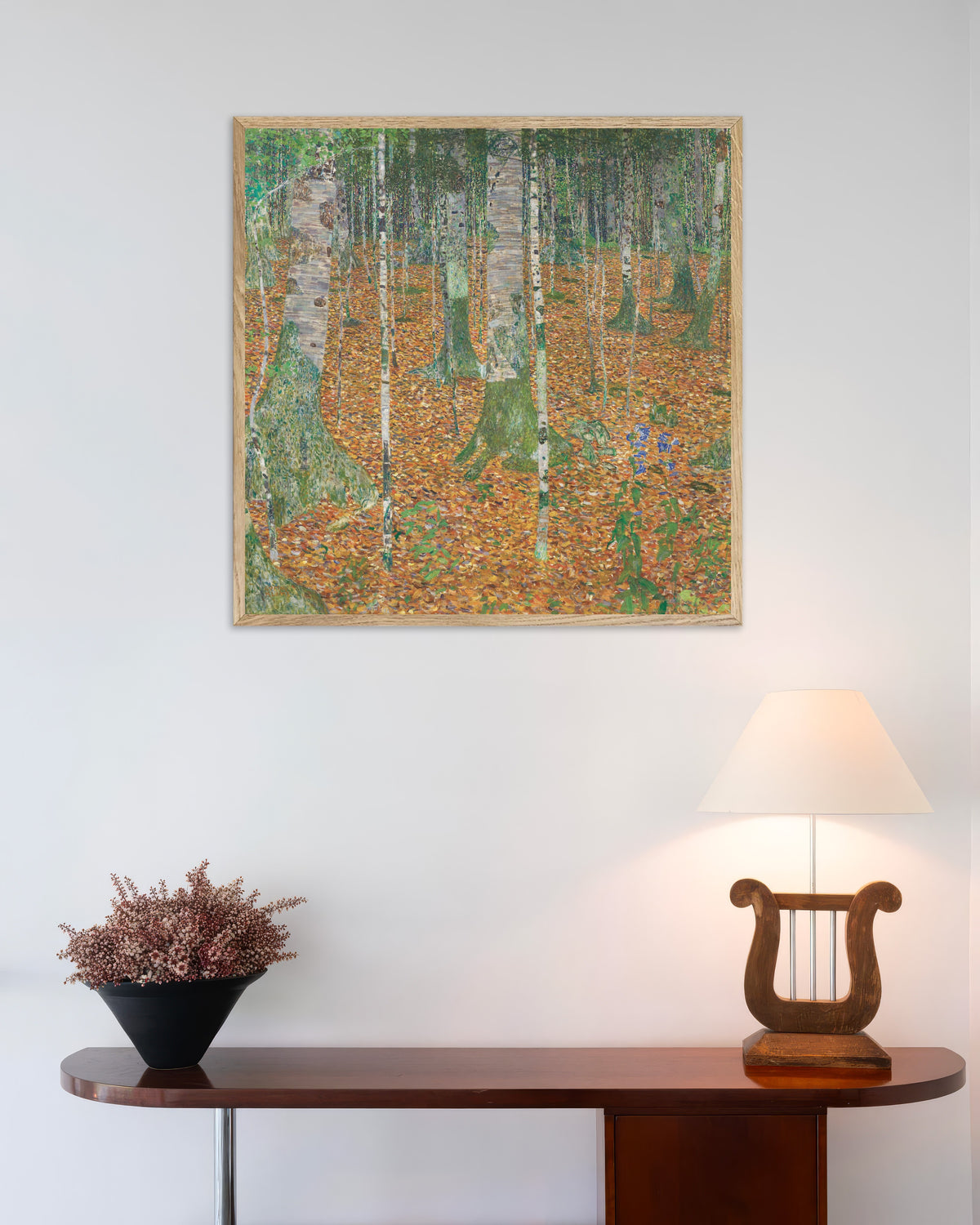 グスタフ・クリムト《白樺の林》（1903年）のポスター、天然木のフレーム付き
