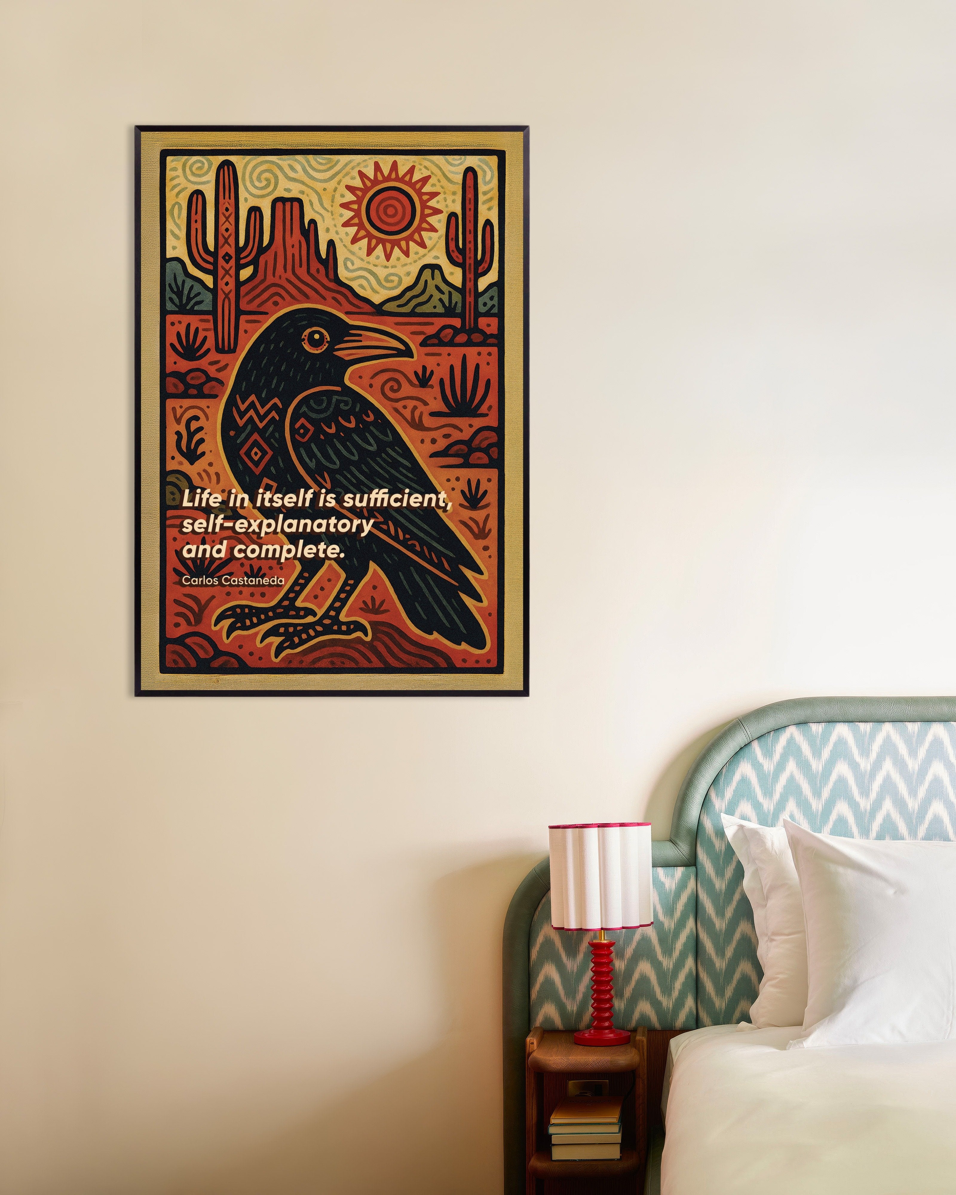 Poster of Carlos Castaneda Quote Art Print - Journey to Ixtlan: The Lessons of Don Juan, with metal frame