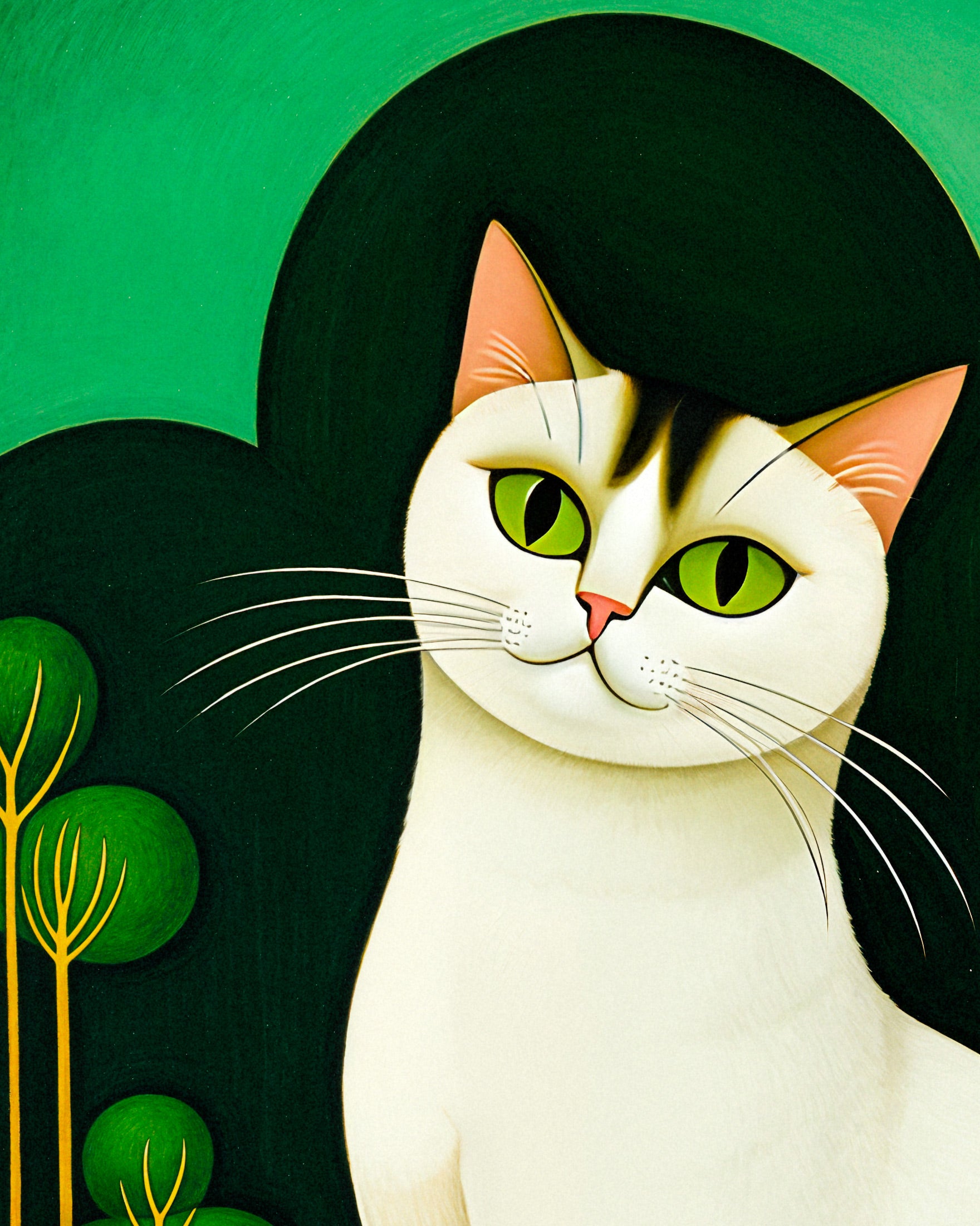 エメラルドの瞳を持つシャム猫、ナイーブアート - ポスター