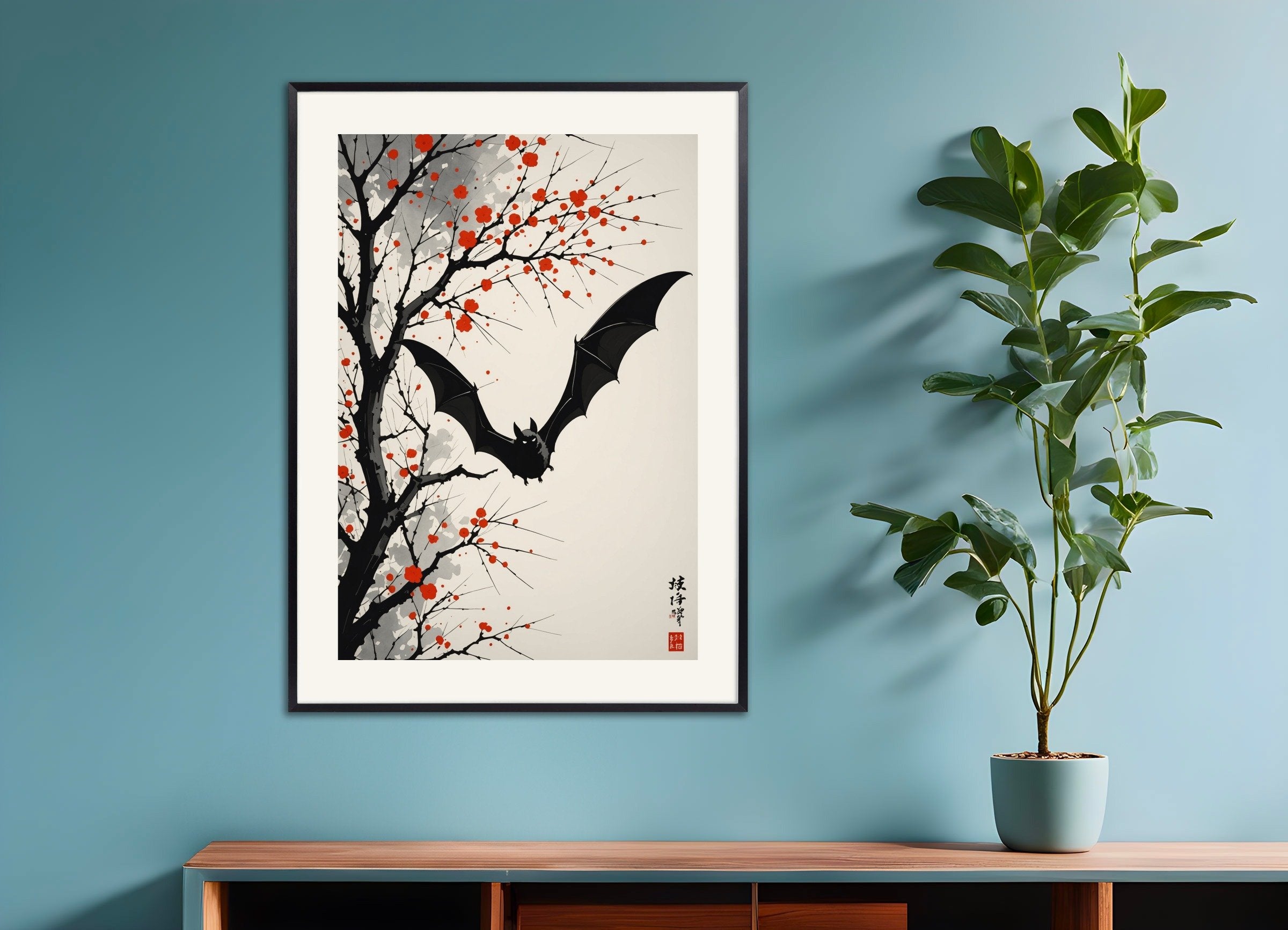 20世紀の中国の風景画のポスター、金属製フレーム付き