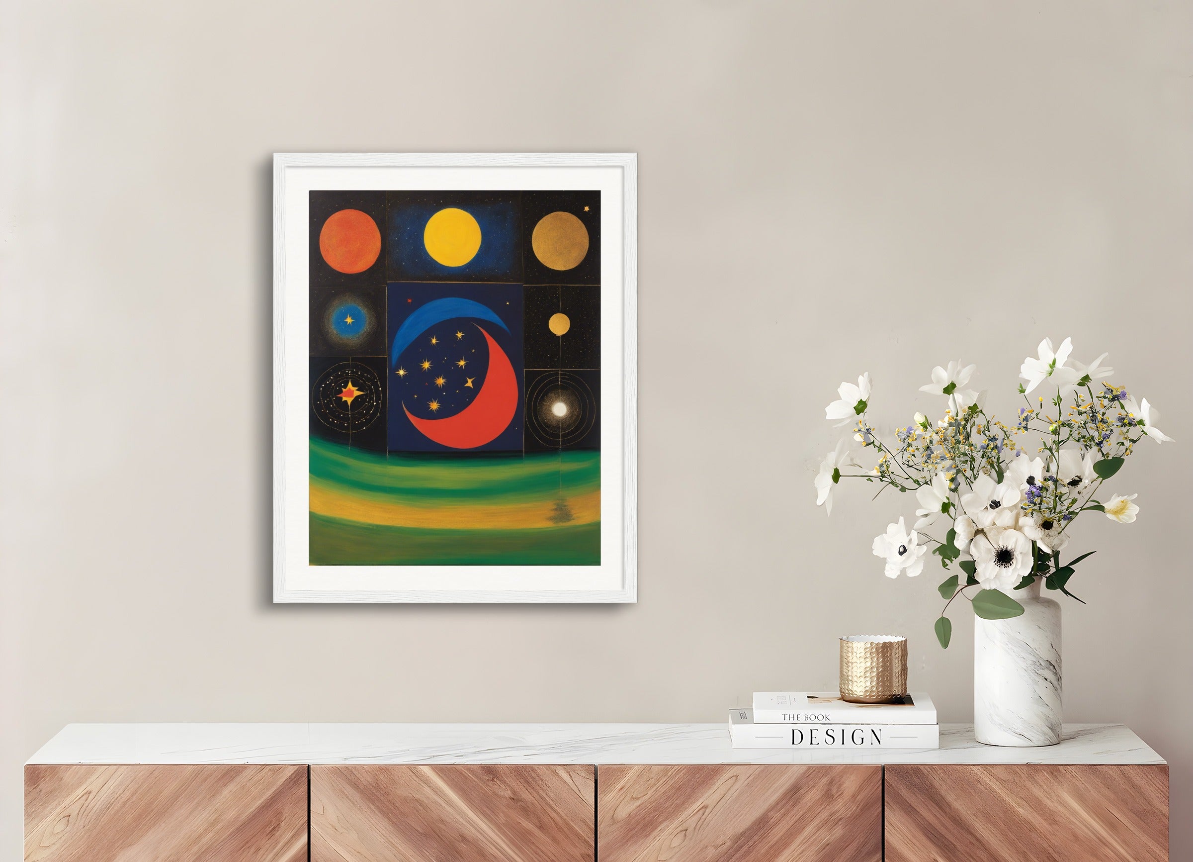 木製フレームのポスター：抽象表現主義のスコットランド絵画、占星術